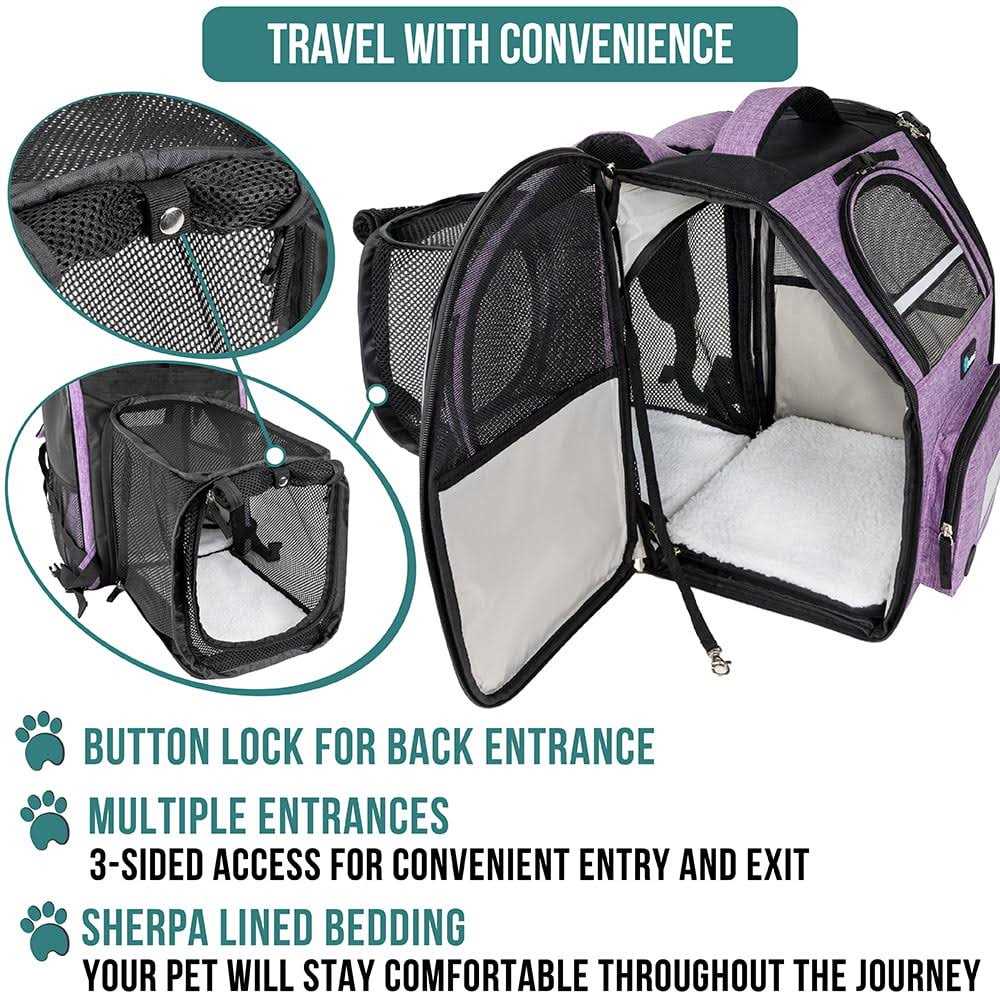 PetAmi Dog Cat Backpack Carrier Expandable Pet Carrier Backpack for Travel Hiking - Healthber