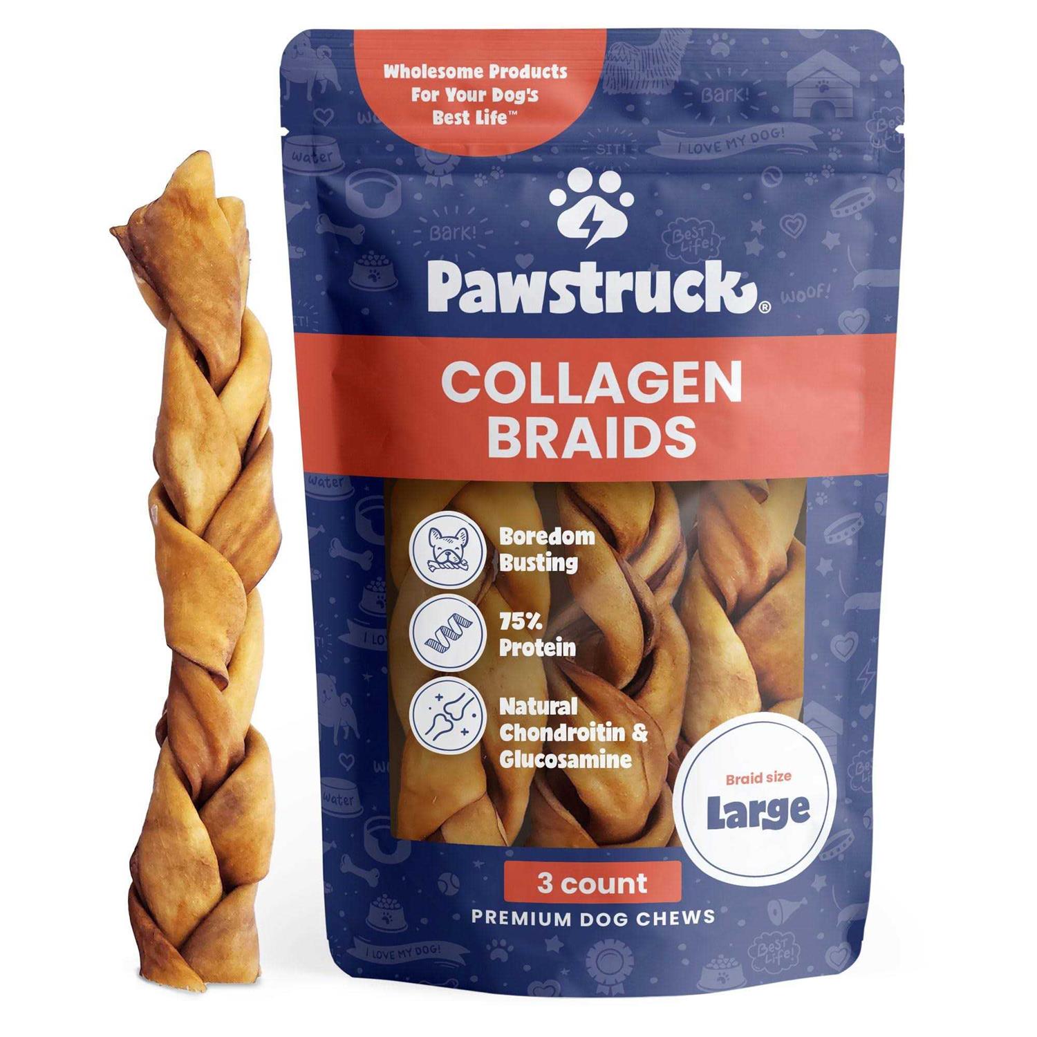 Pawstruck Natural Beef Collagen Braids for Dogs - Healthber