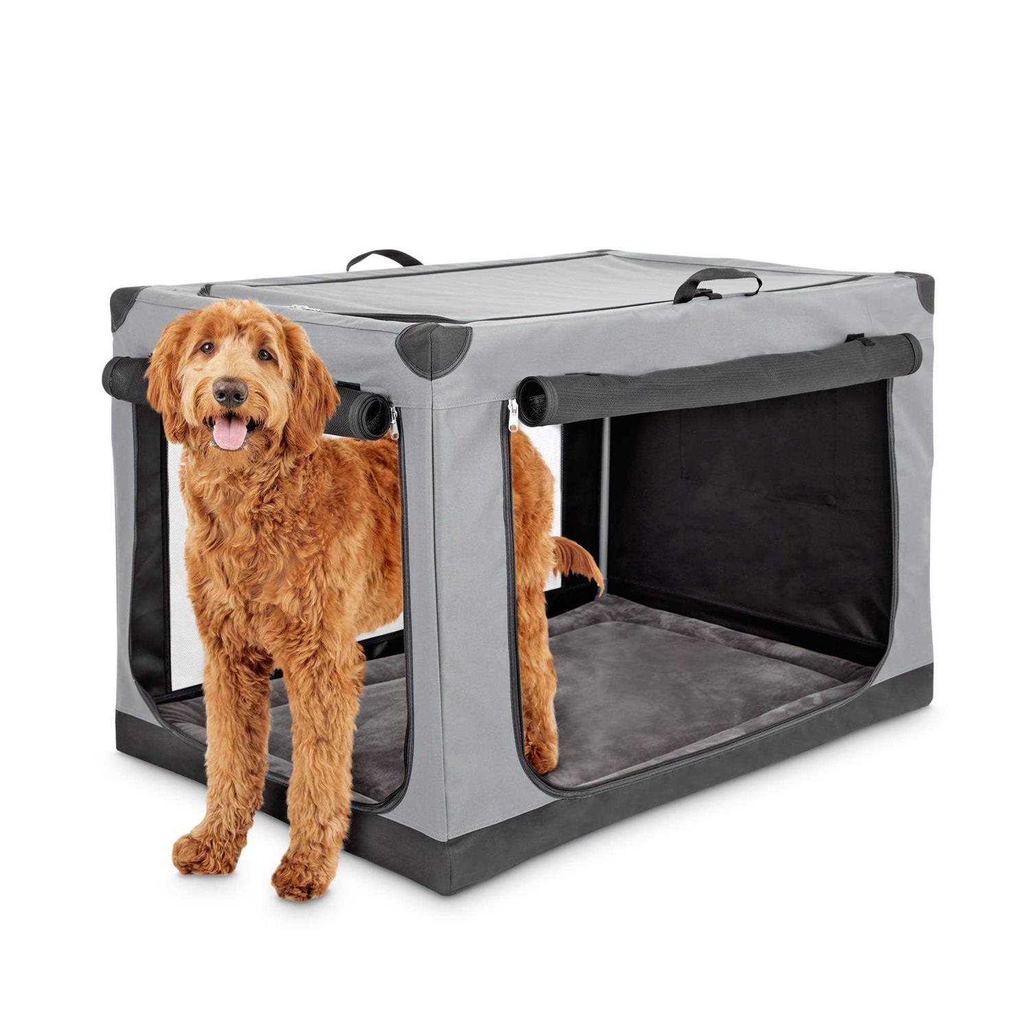 EveryYay Essentials Portable Canvas Dark Grey Dog Crate - Healthber