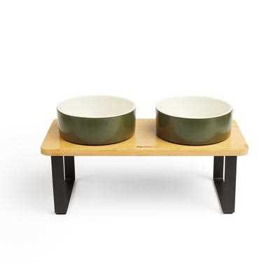Reddy Green Elevated Double Diner Dog Bowl, 3.75 Cups - Healthber