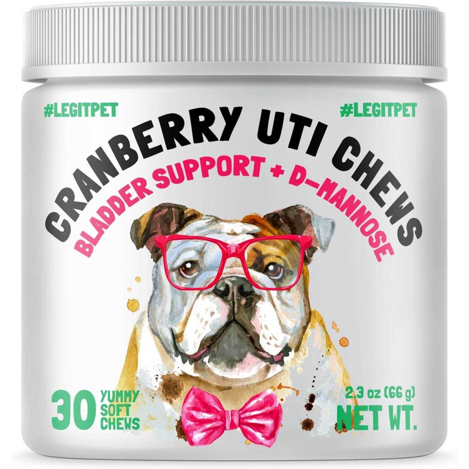 LEGITPET Cranberry UTI Chews for Dogs Bladder Suppot + D-Mannose Supports Kidney Urinary Tract and Bladder Health Natural Cranberry Wellness Supplement - Healthber