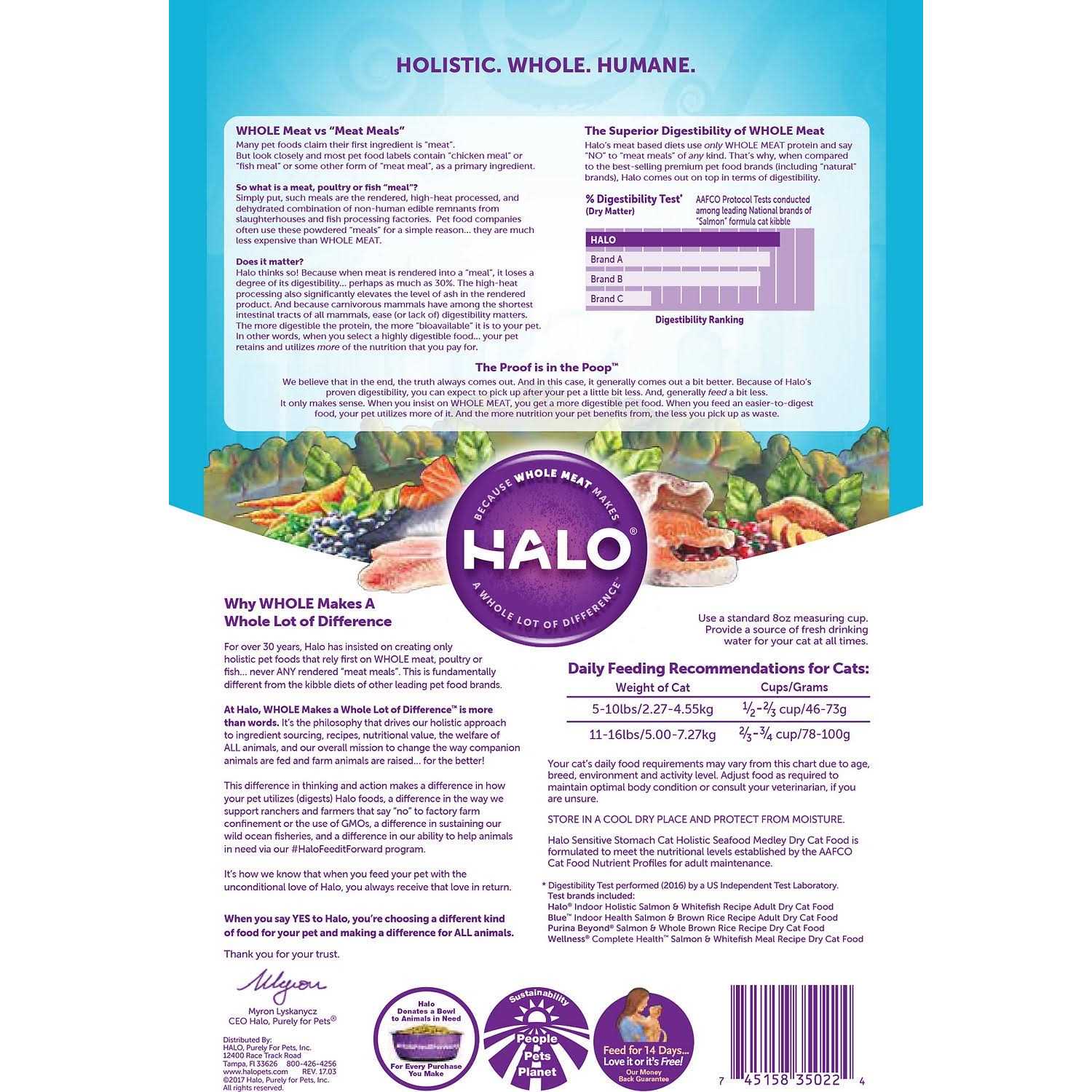 Halo Holistic Seafood Medley Sensitive Stomach Dry Cat Food - Healthber