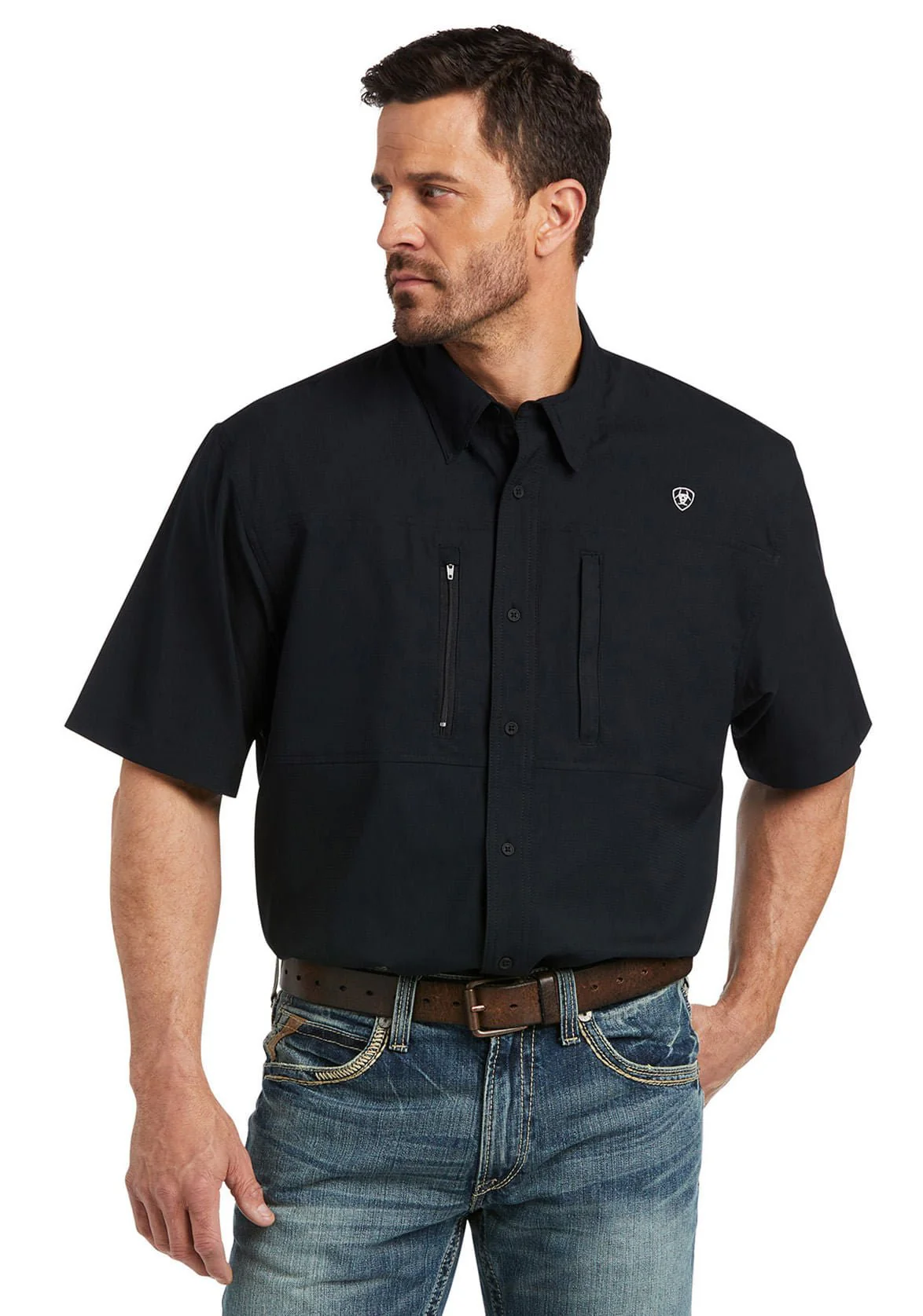 Men's VentTEK Classic Fit Short Sleeve Shirt, Black - Healthber