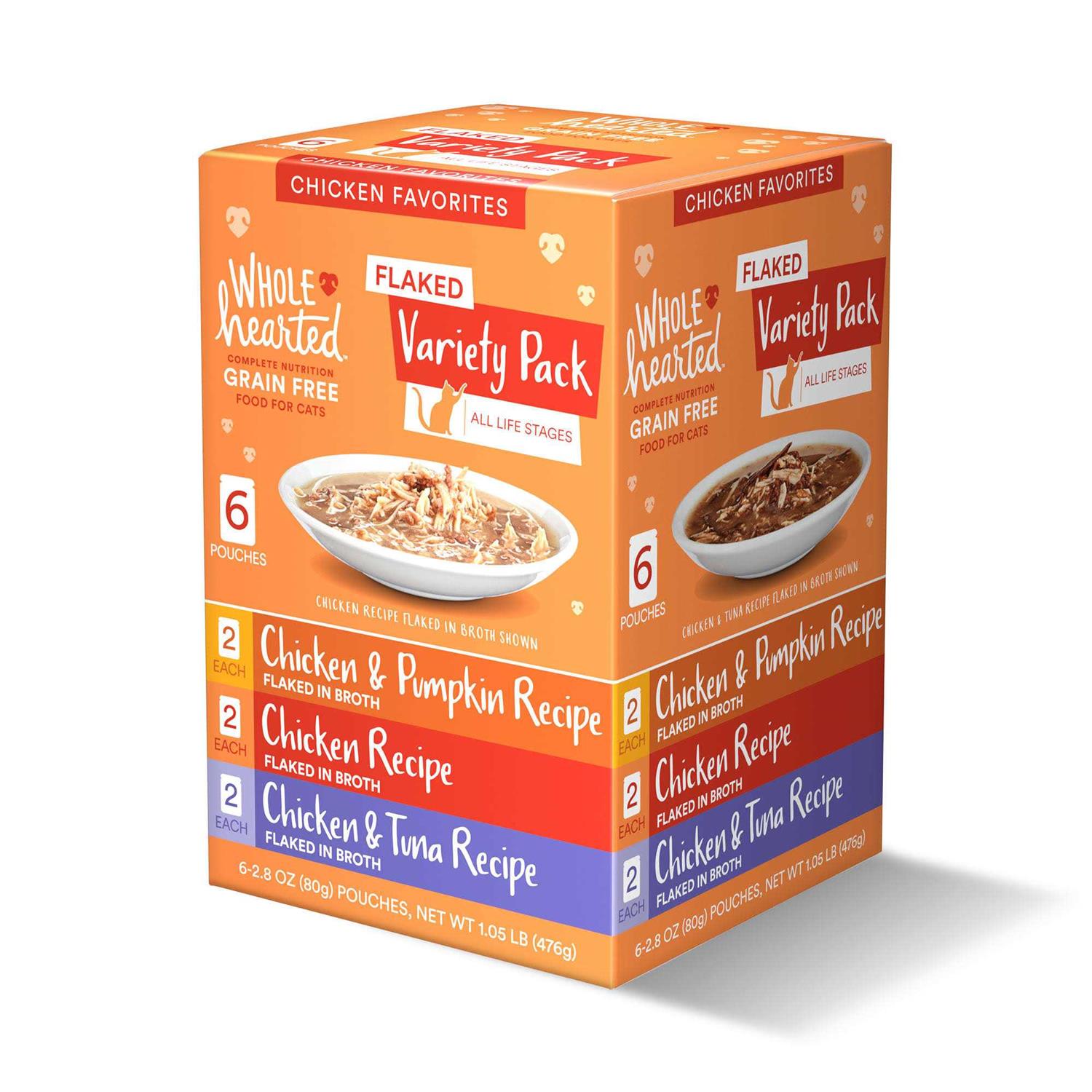 WholeHearted Grain Free Chicken Favorites Flaked Wet Cat Food Variety Pack - Healthber