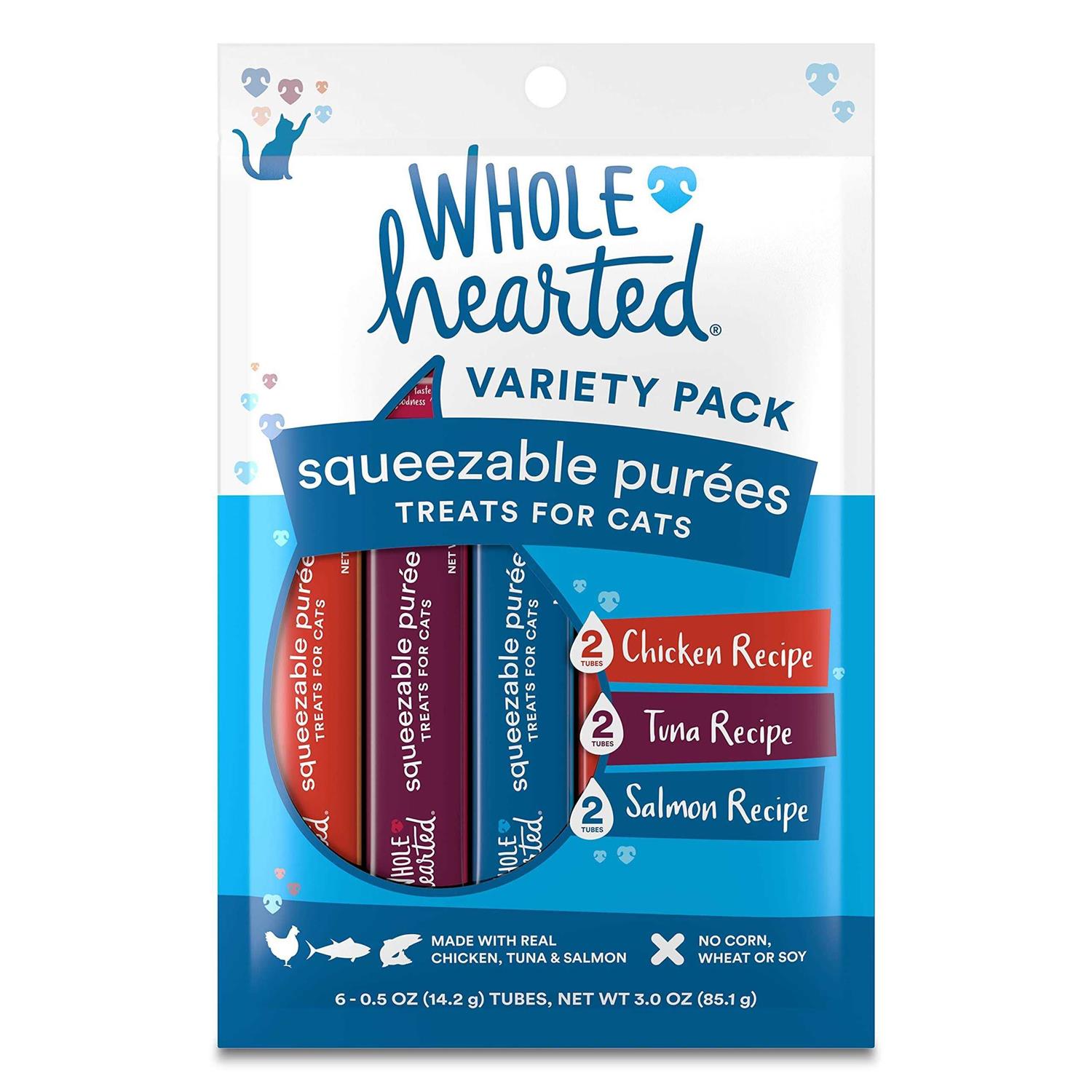 WholeHearted Squeezable Puree Cat Treat Variety Pack - Healthber