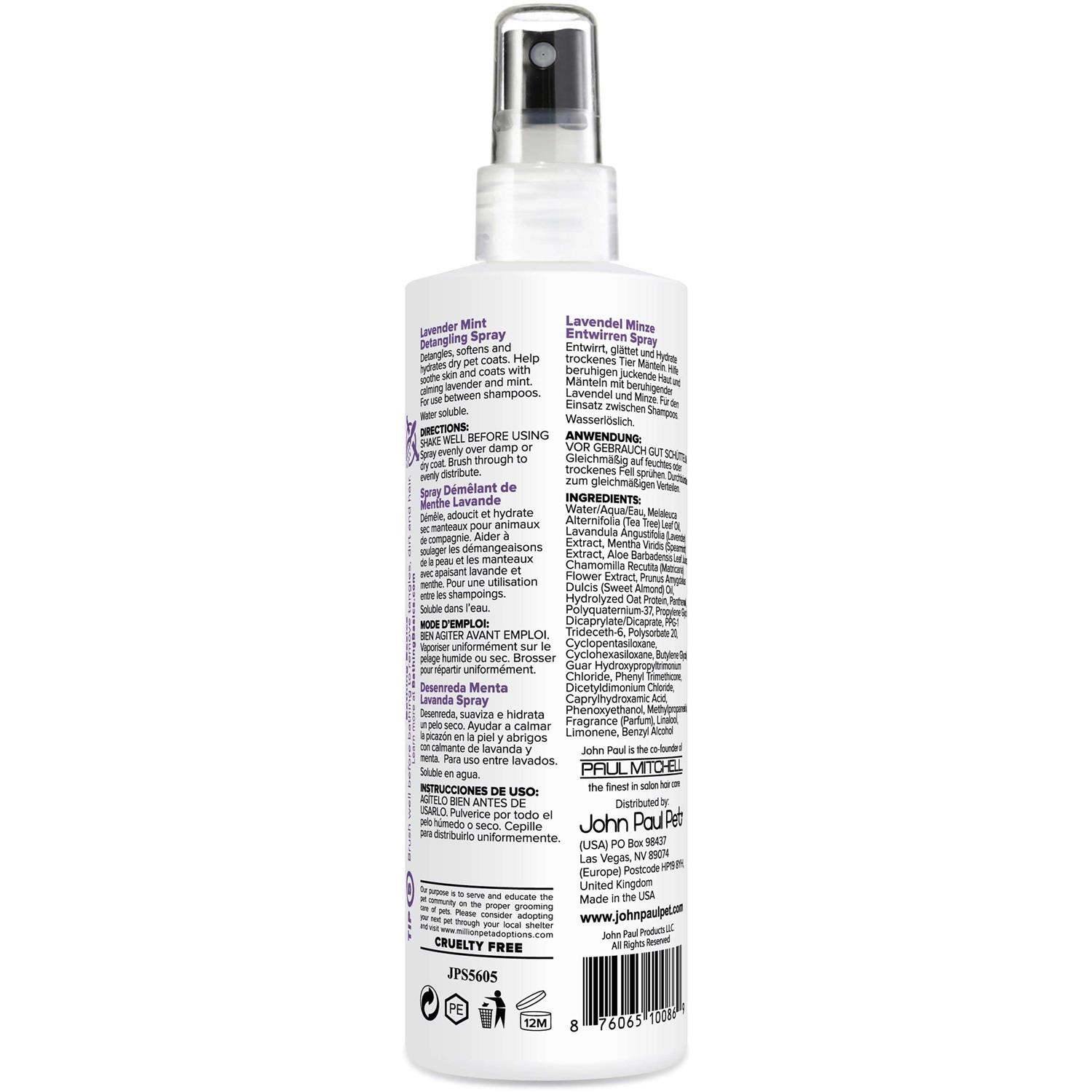 John Paul Pet Lavender Mint Detangling Spray - Healthber
