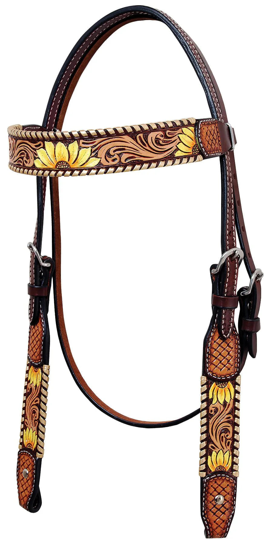 Rafter T Painted Sunflower Browband Headstall - Healthber