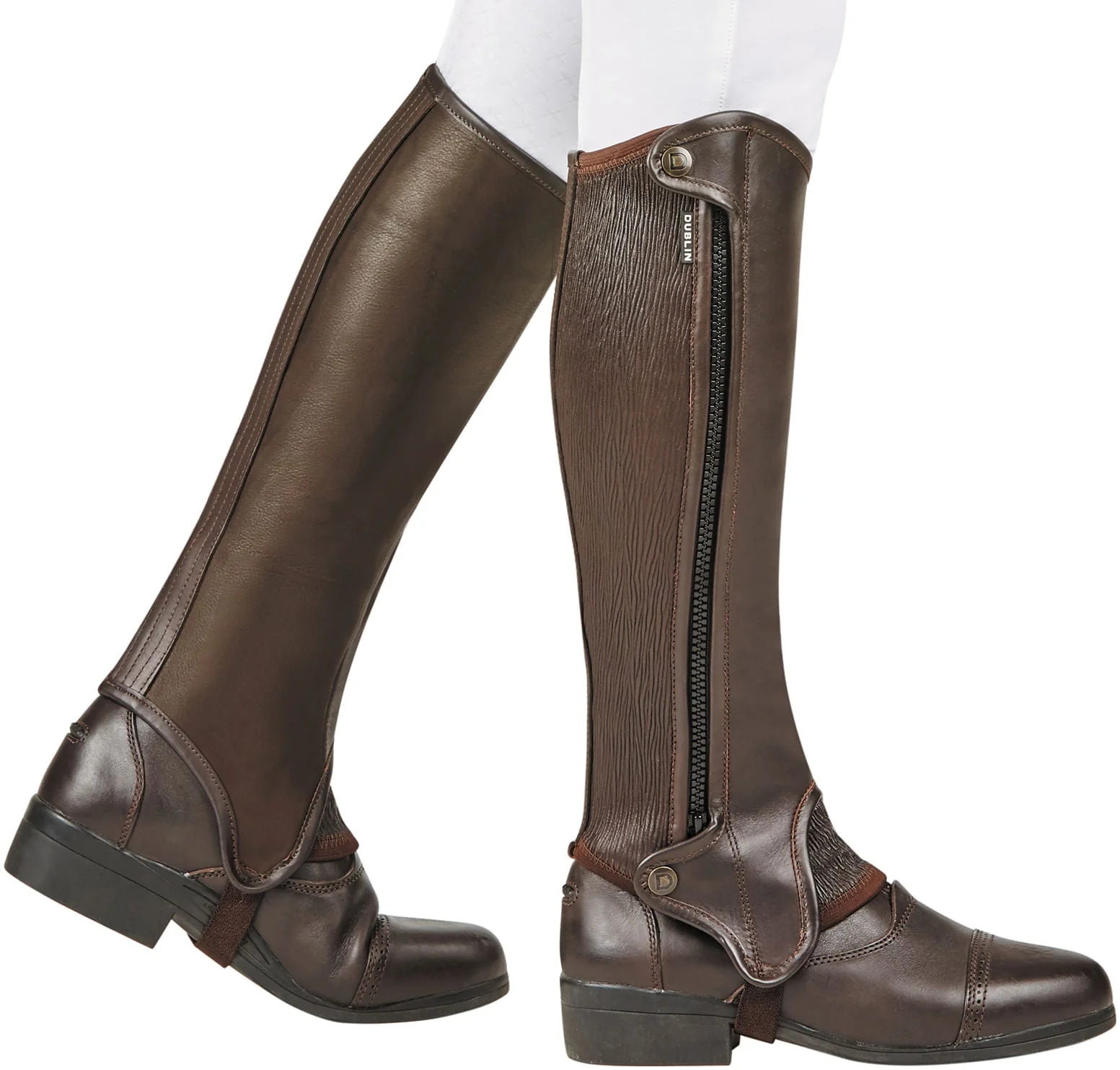 Dublin Evolution Side Zip Half Chaps, Brown - Healthber