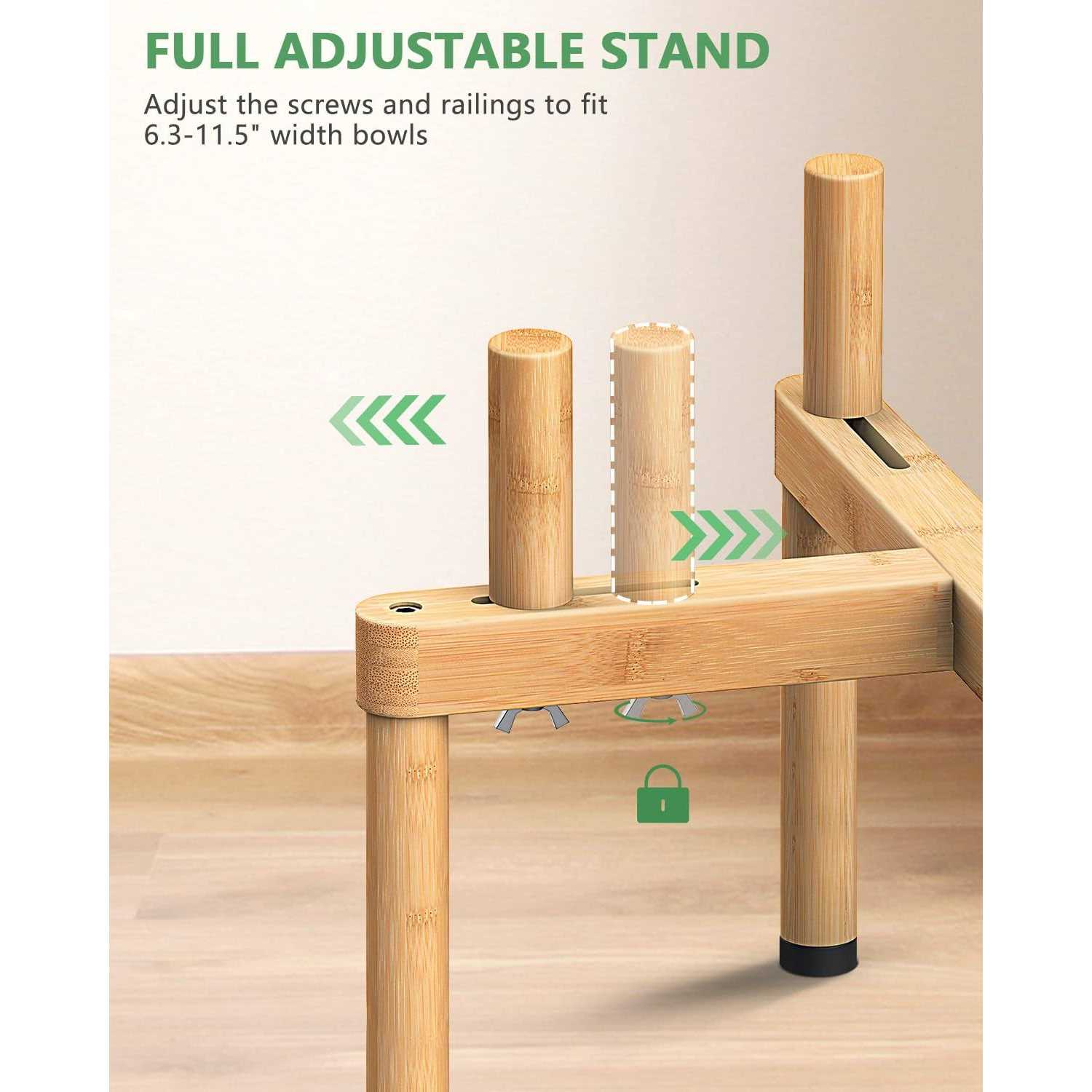 Vantic Dog Bowl Stand Adjustable Elevated Dog Food Stand For 65-11 Wide Bowls - Healthber