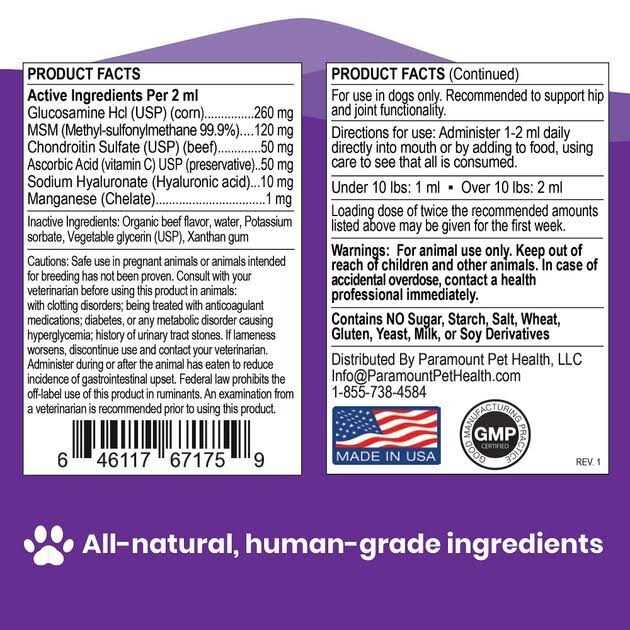 Paramount Pet Health All Natural Glucosamine for Dogs 260mg Glucosamine for Small Dogs - Healthber