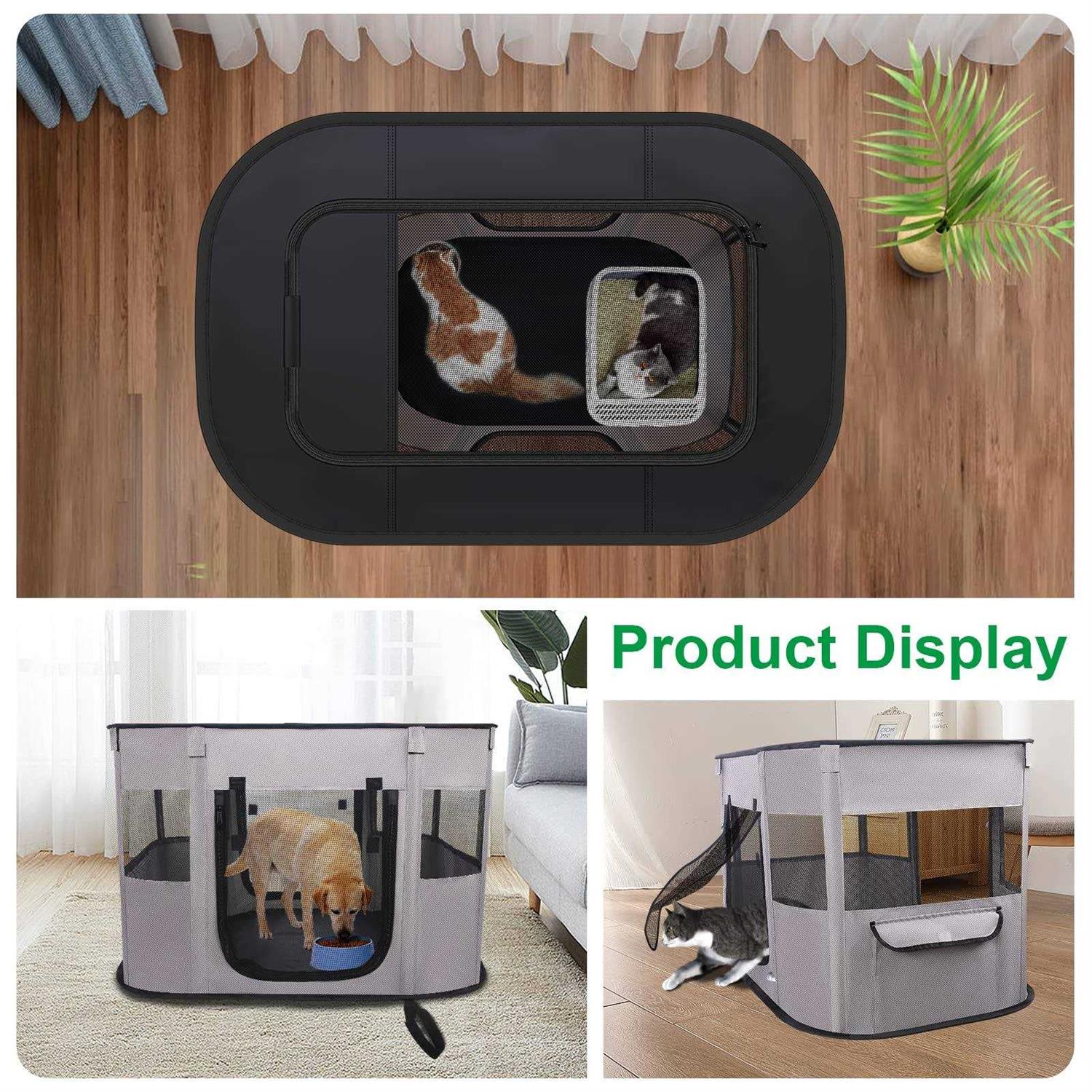 Portable Pet Playpen Collapsible Crates Kennel Playpen for Dog Puppy and Cat Kitten &Travel Playpen Outdoor or Indoor - Healthber