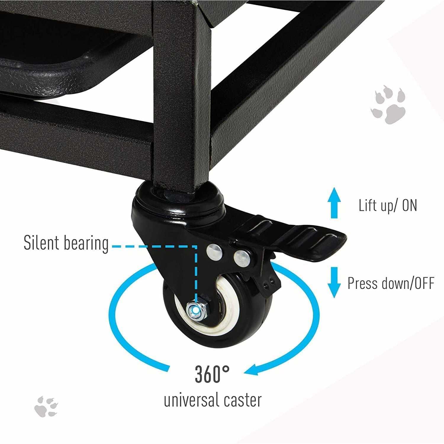 JINTANGLI Pet Heavy Duty Dog Crate for Large Medium Dogs, Metal Pet Cage Kennel Crate Roof Strong Playpen with Sturdy Latches and 4 Lockable Wheels - Healthber