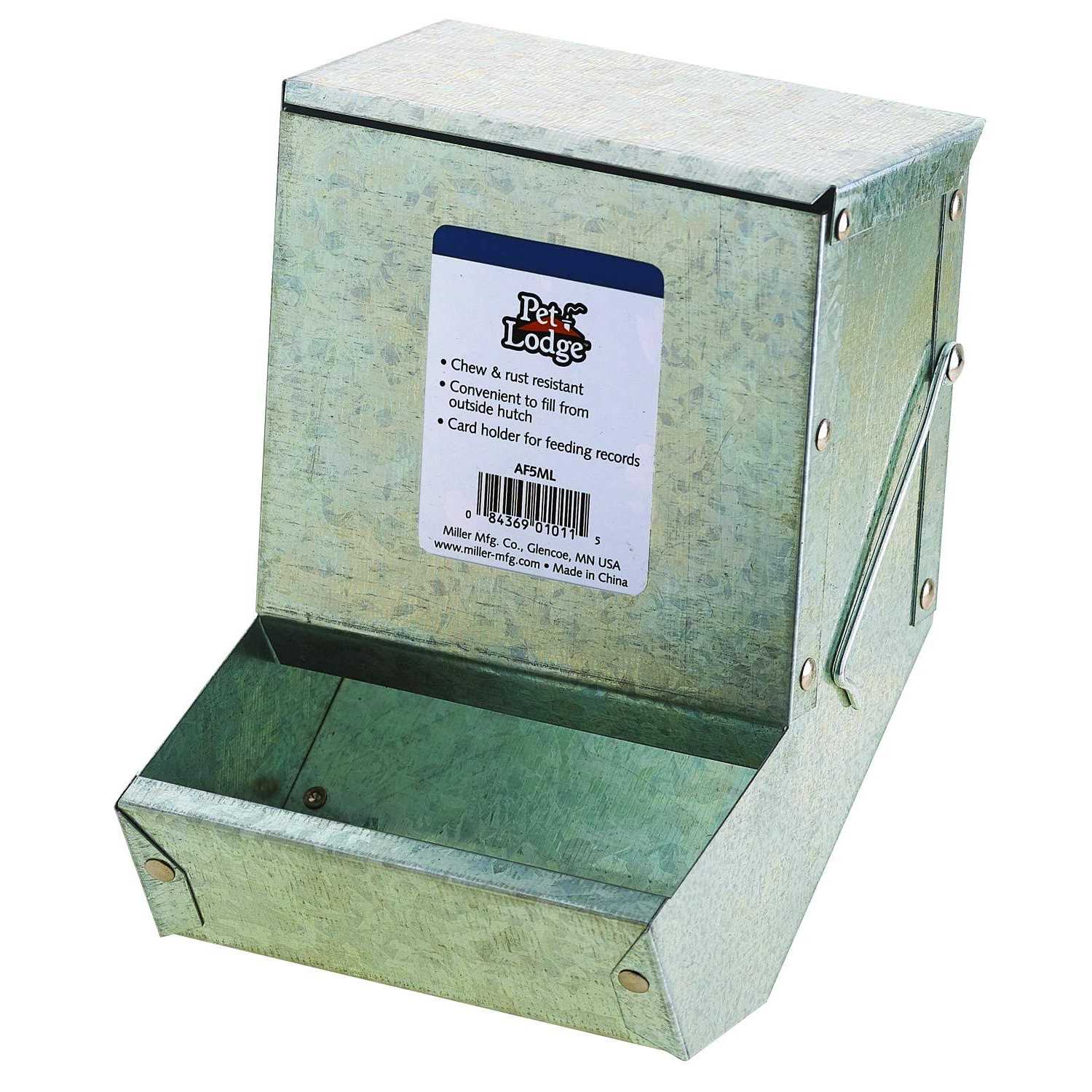 Pet Lodge 5 Metal Small Animal Feeder with Lid - Healthber