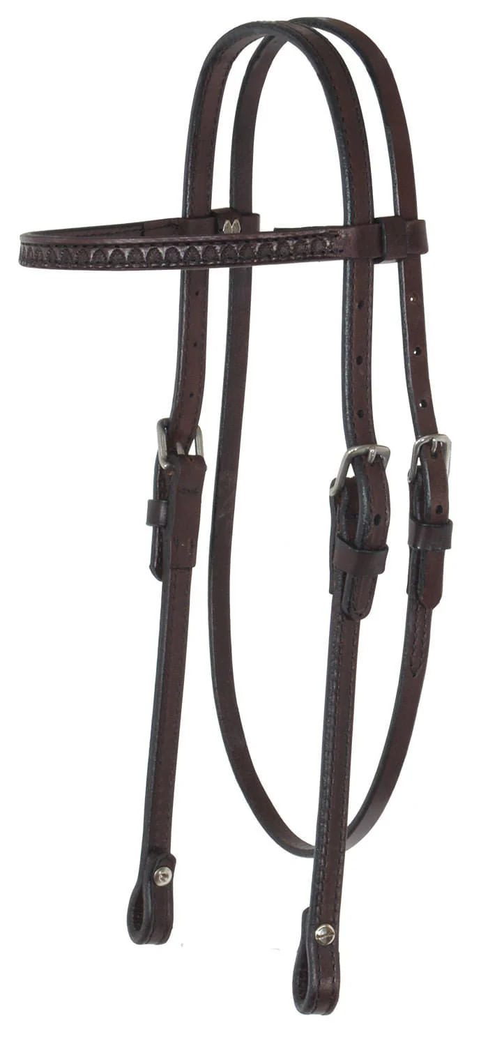 Circle Y Shell Tooled Browband Headstall - Healthber
