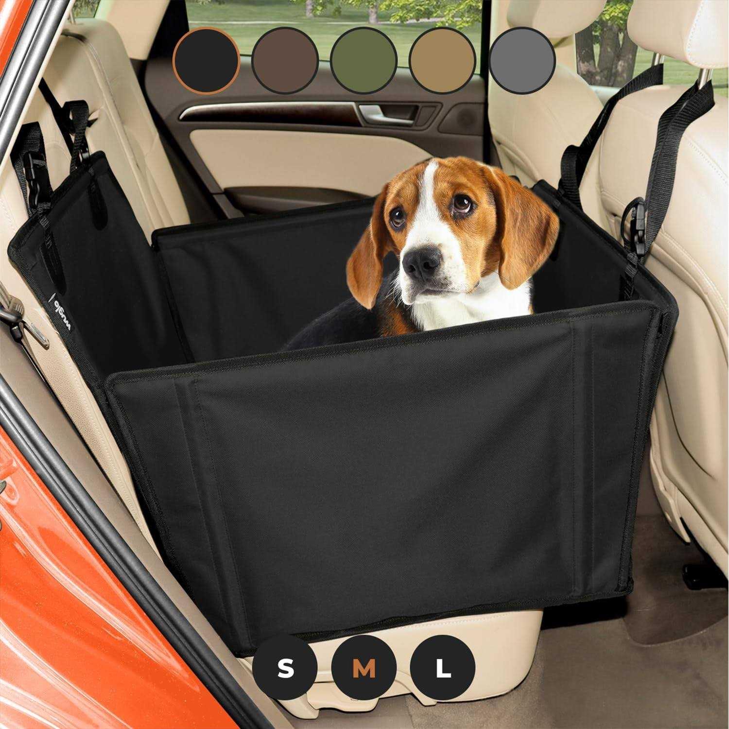 Wuglo Extra Stable Dog car Seat Reinforced car Dog Seat for Medium-Sized Dogs with 4 Fastening Straps - Healthber
