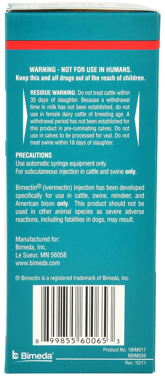 Bimectin Injection (1%) Cattle & Swine Dewormer - Healthber