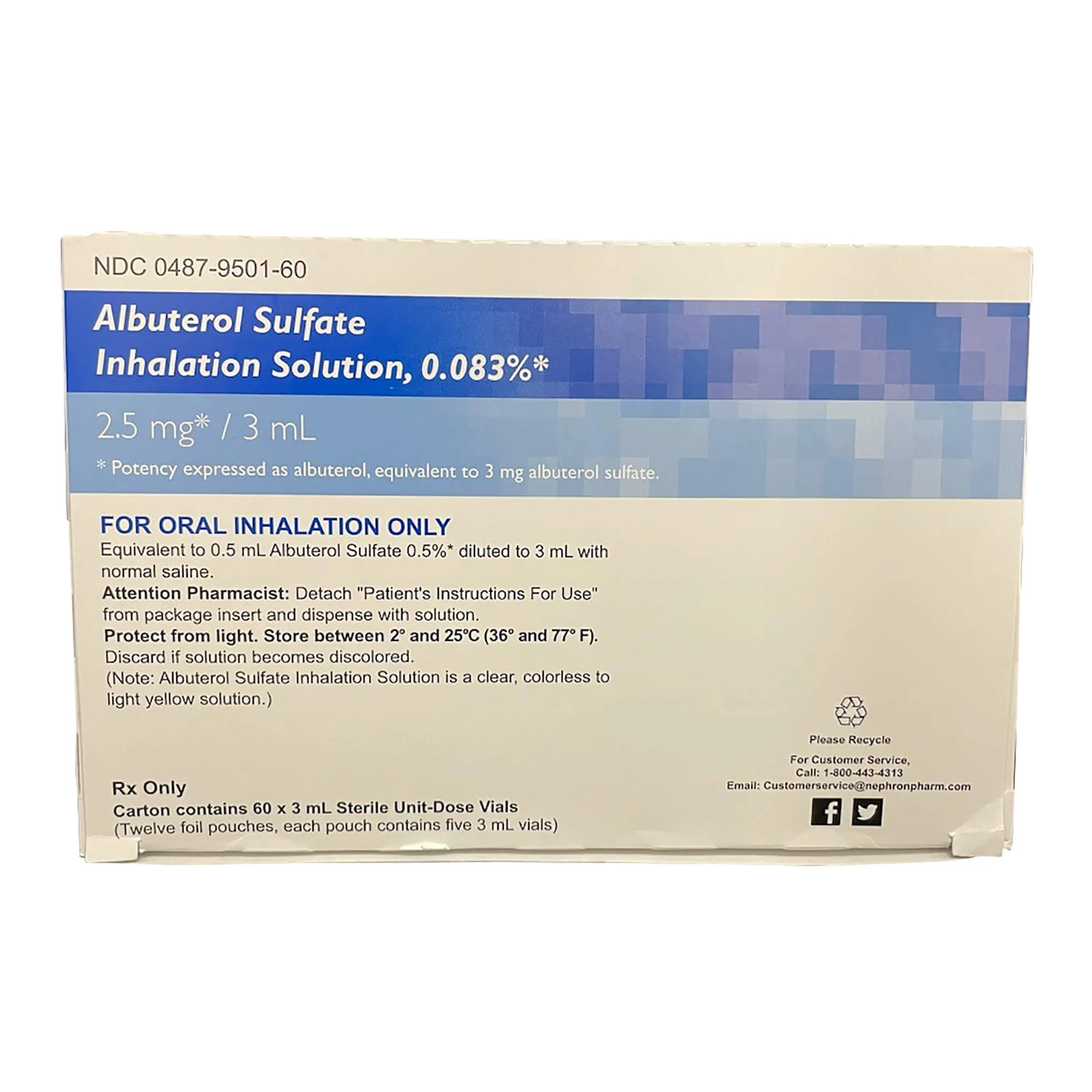 Rx Albuterol Inhalation Solution, 0.083%, 3ml - Healthber