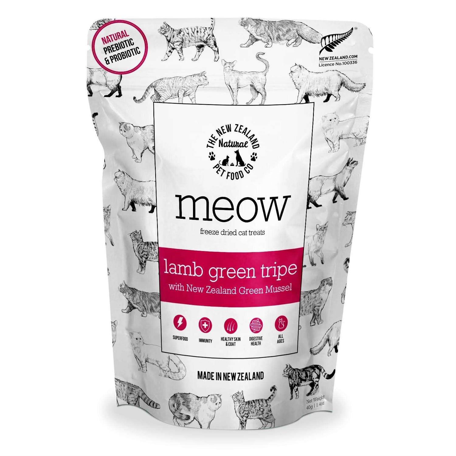 The New Zealand Natural Pet Food Co. Meow Lamb Green Tripe Freeze Dried Cat Treat - Healthber