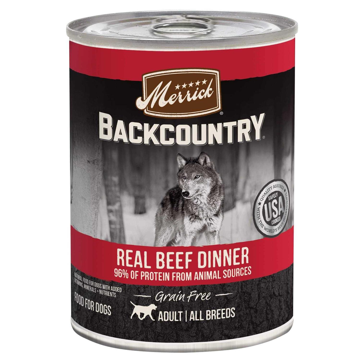 Merrick 96% Real Beef Backcountry Grain Free Canned Dog Food - Healthber