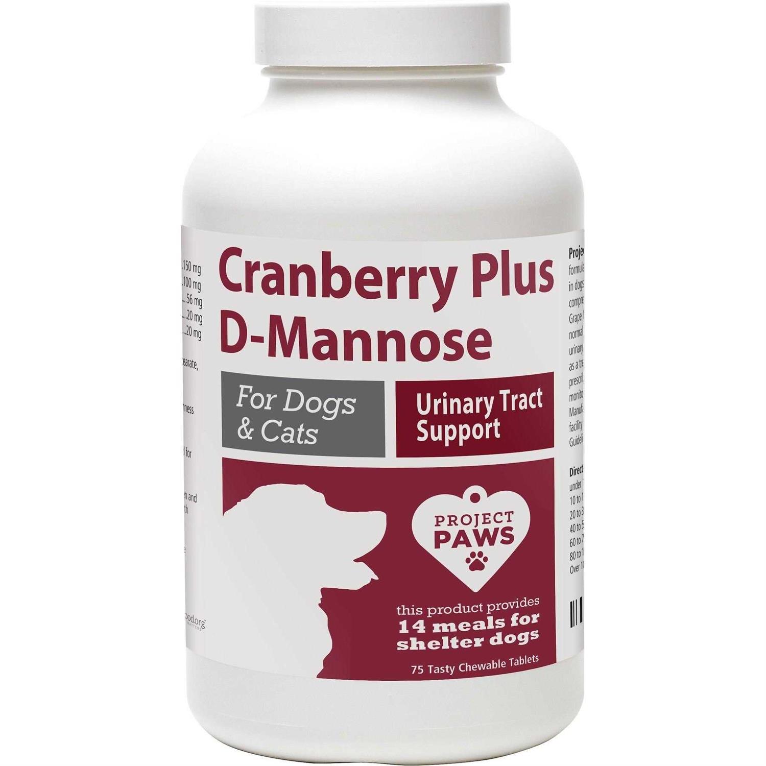 Project Paws Cranberry Plus D-Mannose Urinary Tract Support Chewable Dog Supplement - Healthber