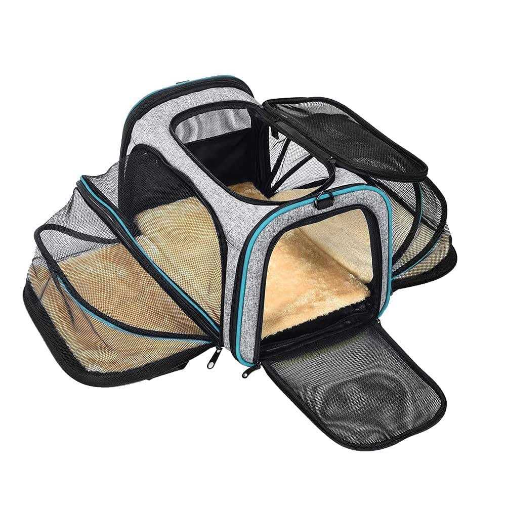 BYTANA Pet Carrier Airline Approved, Expandable Foldable Soft-Sided Dog Carrier, 3 Open Doors, 2 Reflective Tapes, Pet Travel Bag Safe and Easy for Cats - Healthber
