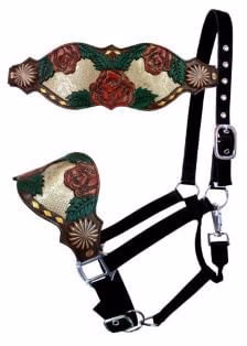 Showman Painted Rose Bronc Halter - Healthber