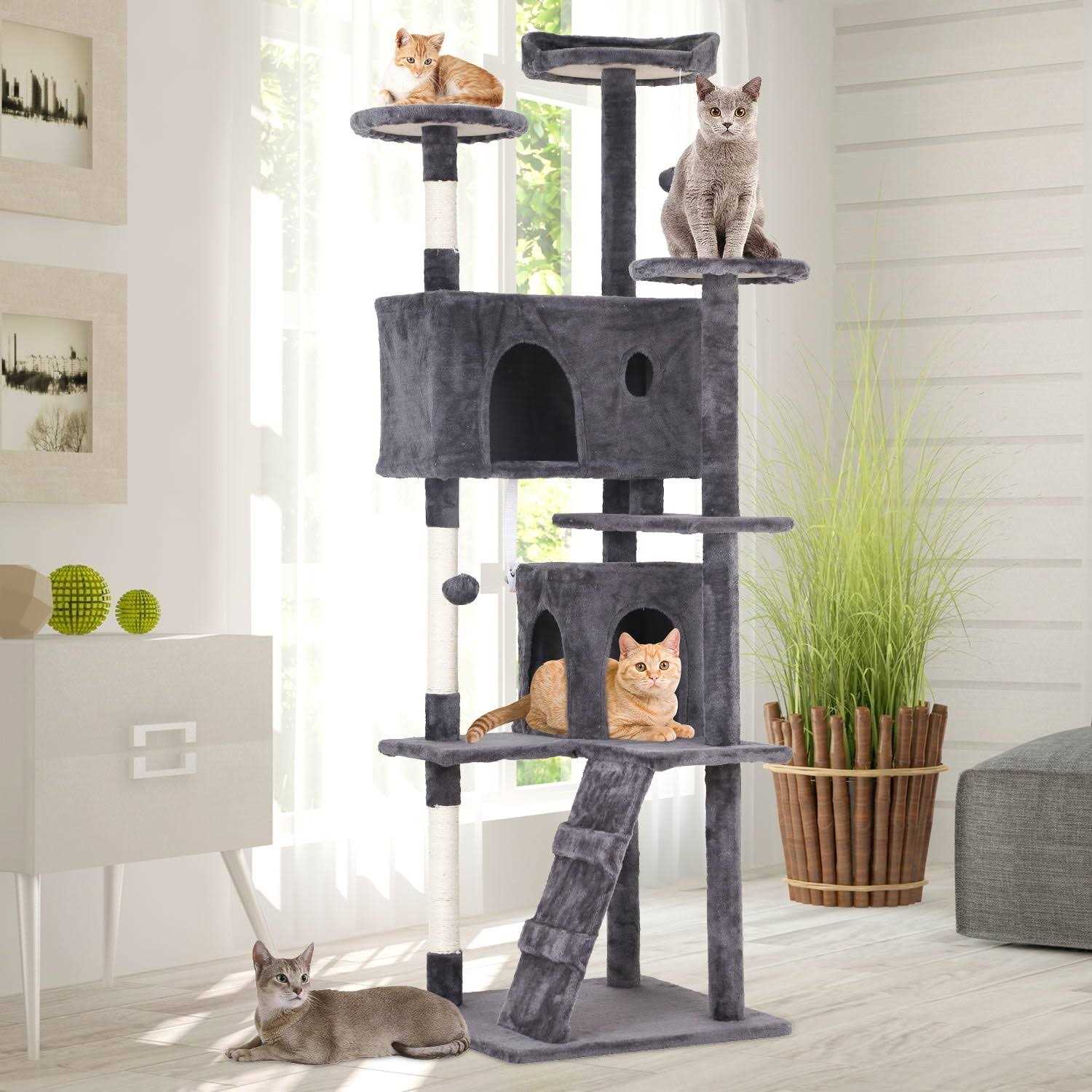 Niamvelo 70-in Cat Tree Tower Furniture Cat Condo with Scratching Post for Indoor Cats - Healthber