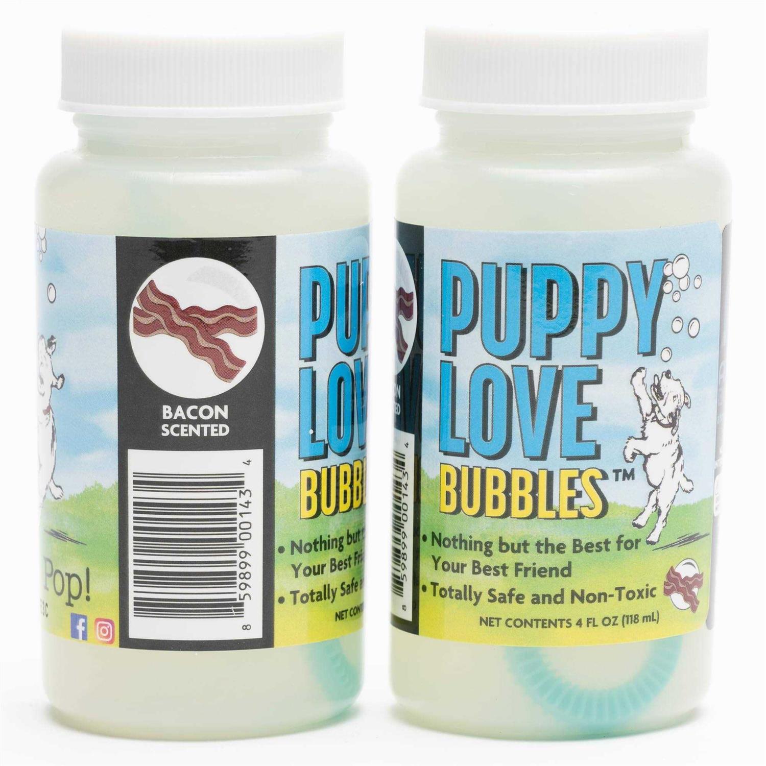 Puppy Love Bubbles Peanut Butter & Bacon Scented Bubbles 4oz. Bottle-2 Pack Combo for Dogs - Healthber