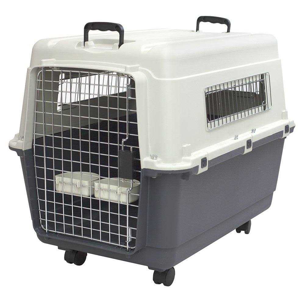 Sportpet Designs Plastic Kennels Rolling Plastic Wire Door Travel Dog Crate - Healthber