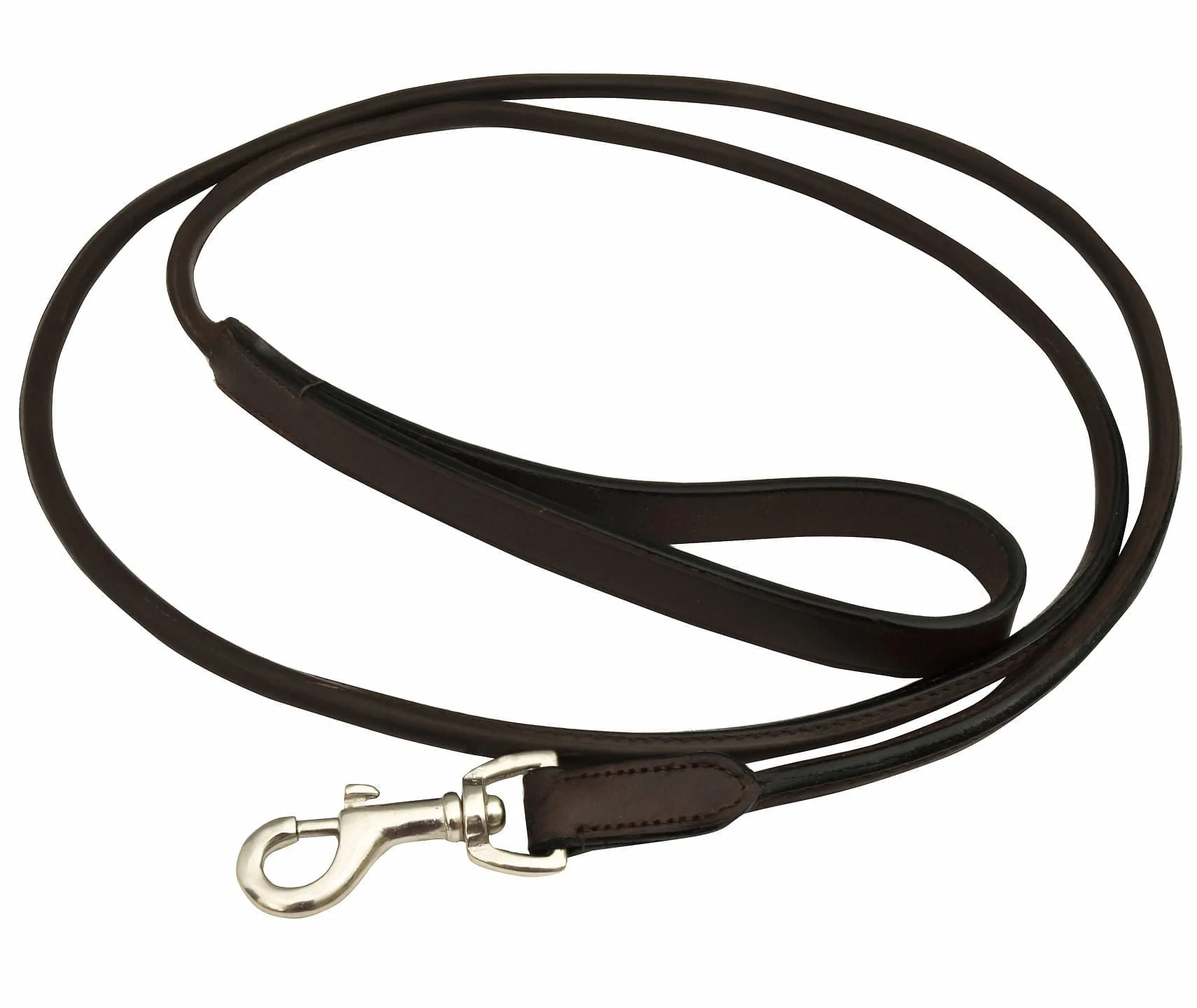 Rolled Brown Leather Dog Leash with Hand Strap, 6'L - Healthber