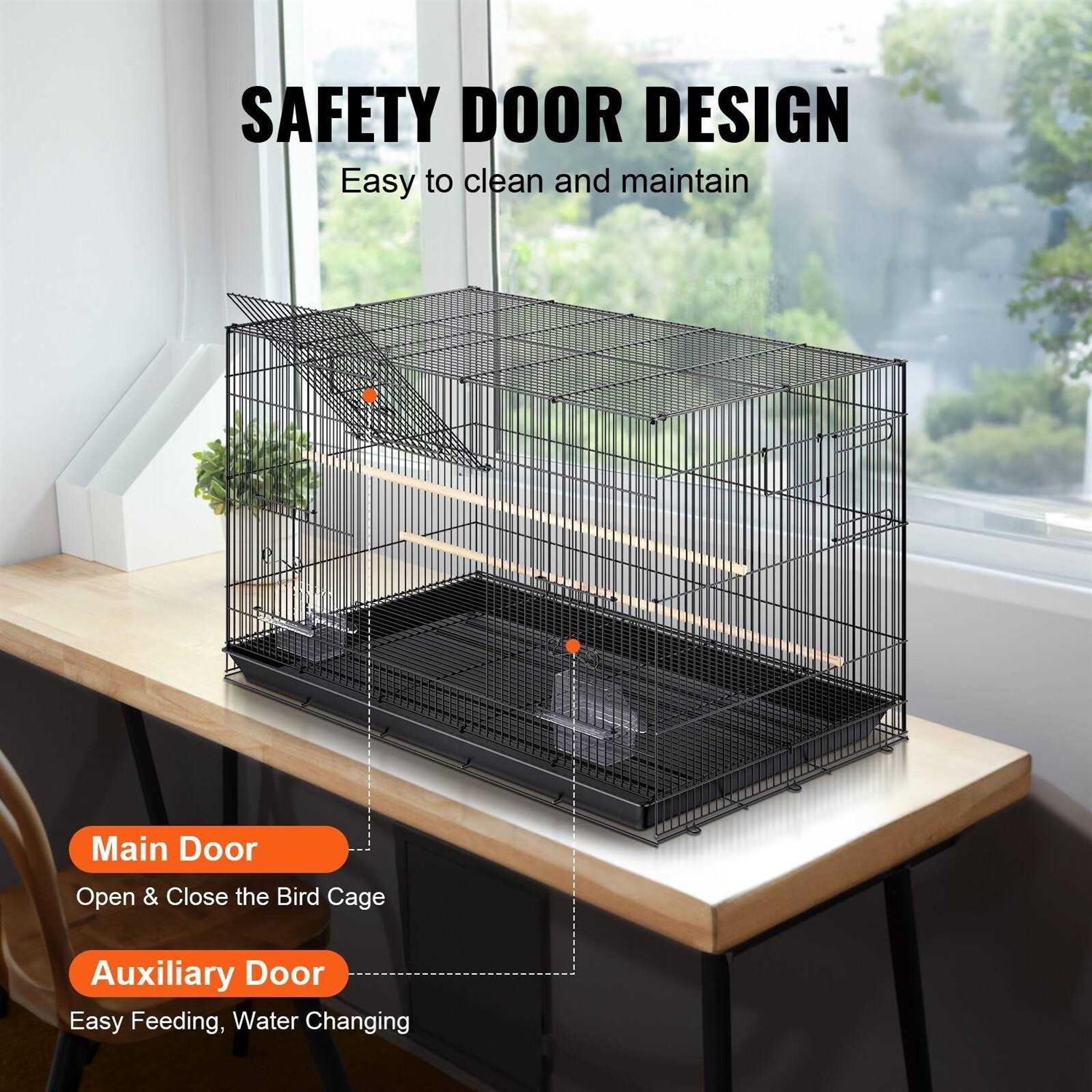 VEVOR 30 inch Bird Cage Metal Large Parakeet Cages for Cockatiels Small Parrot Budgies Lovebirds Canaries - Healthber