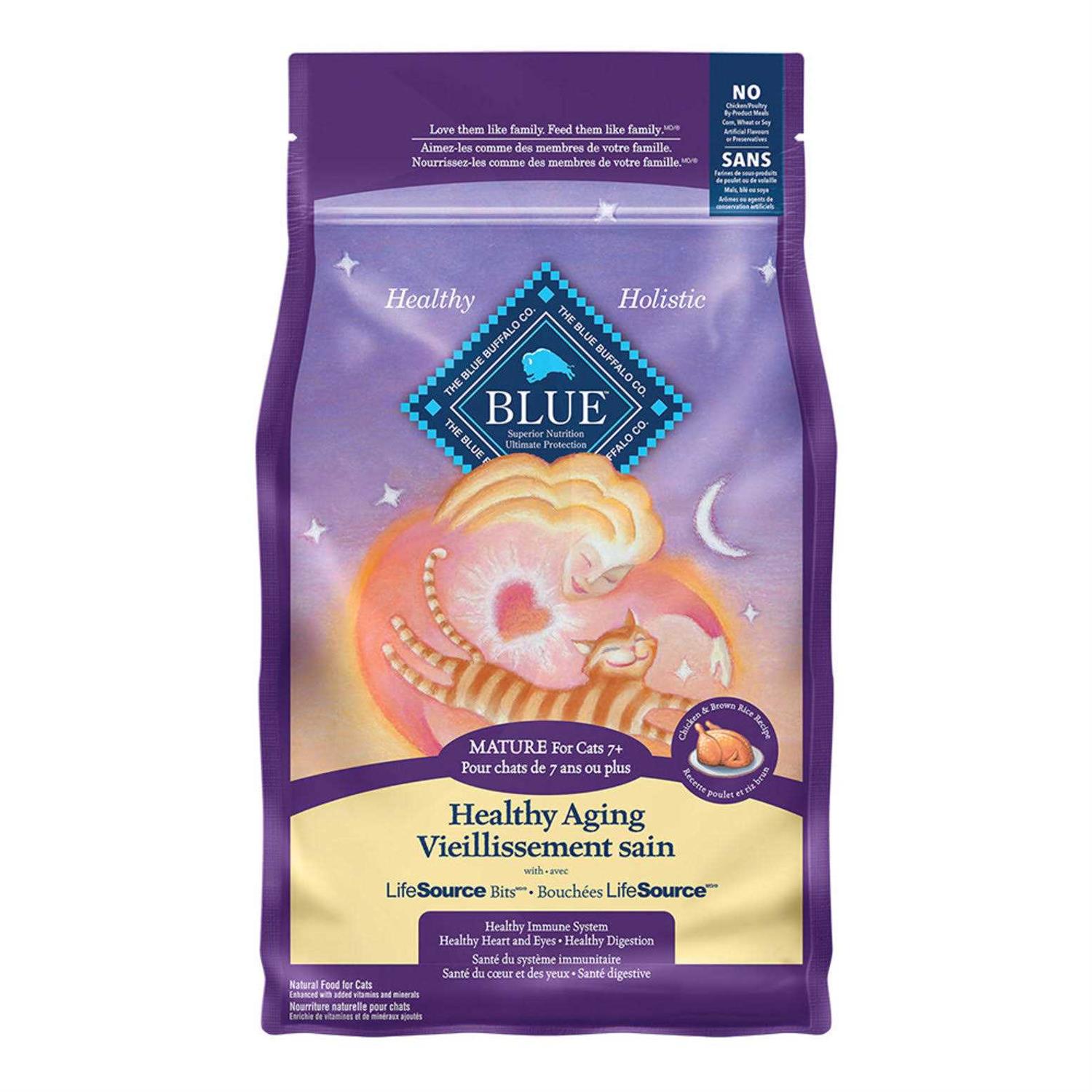 Blue Buffalo Healthy Aging Chicken & Rice Mature Dry Cat Food - Healthber