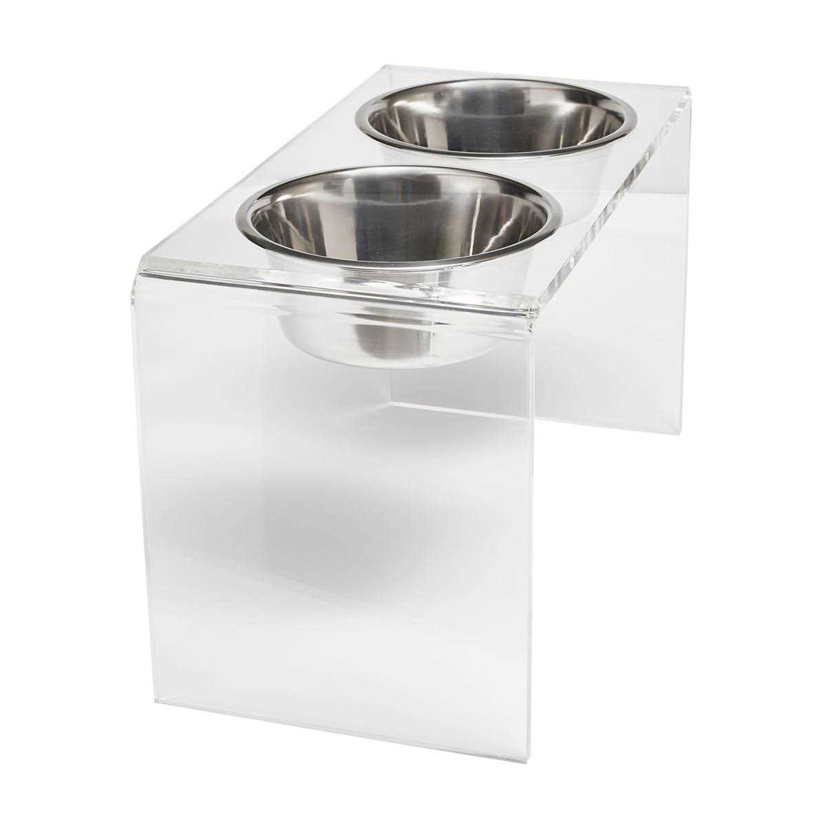 Hiddin Large Clear Double Bowl Pet Feeder - Healthber