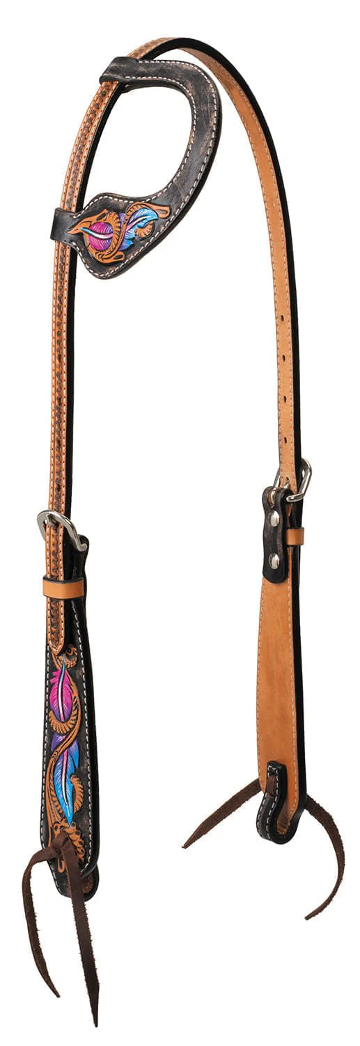 Turquoise Cross Twisted Feather Sliding Ear Headstall - Healthber