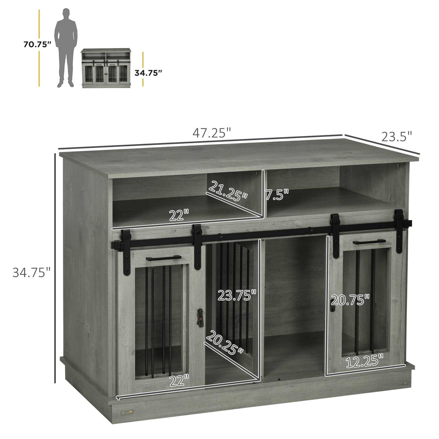 PawHut Dog Crate Furniture for Large Dogs Double Dog Kennel for Small Dogs with Shelves - Healthber