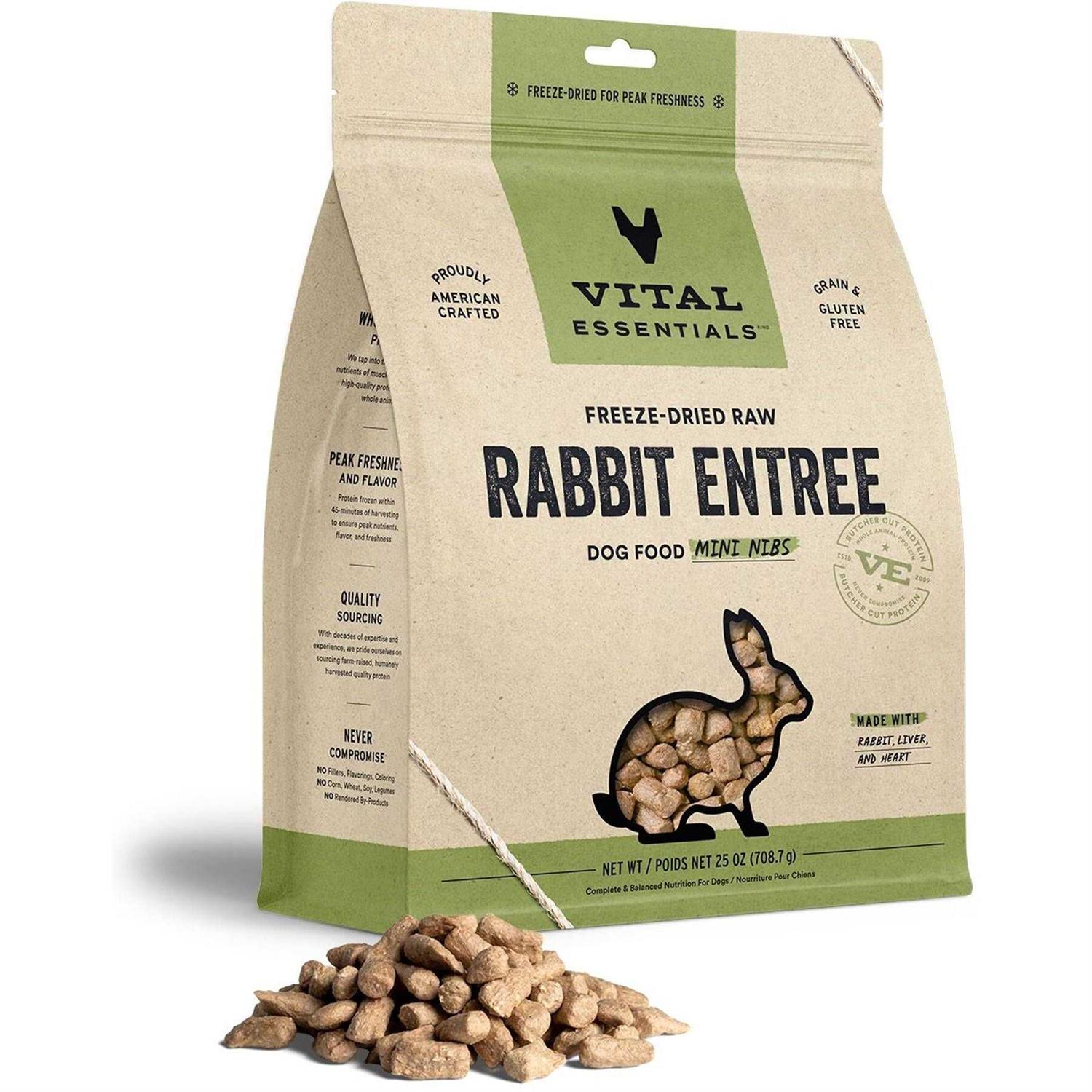 Vital Essentials Freeze Dried Dog Food Raw Rabbit Mini Nibs Entree - Healthber