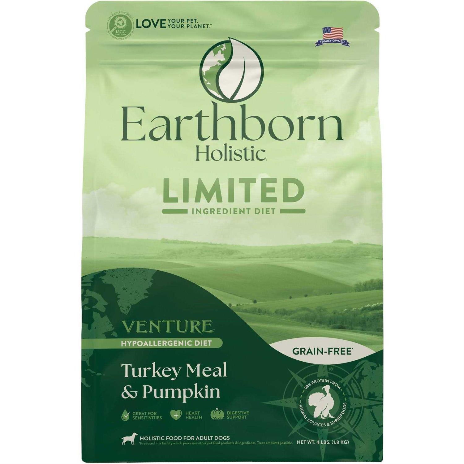 Earthborn Holistic Venture Limited Ingredient Grain Free Turkey Meal & Pumpkin Dry Dog Food - Healthber