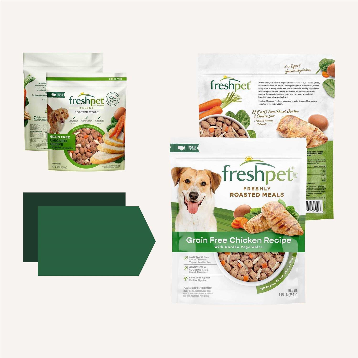 Freshpet Grain Free Chicken Recipe with Garden Vegetables Freshly Roasted Meals Dog Food - Healthber