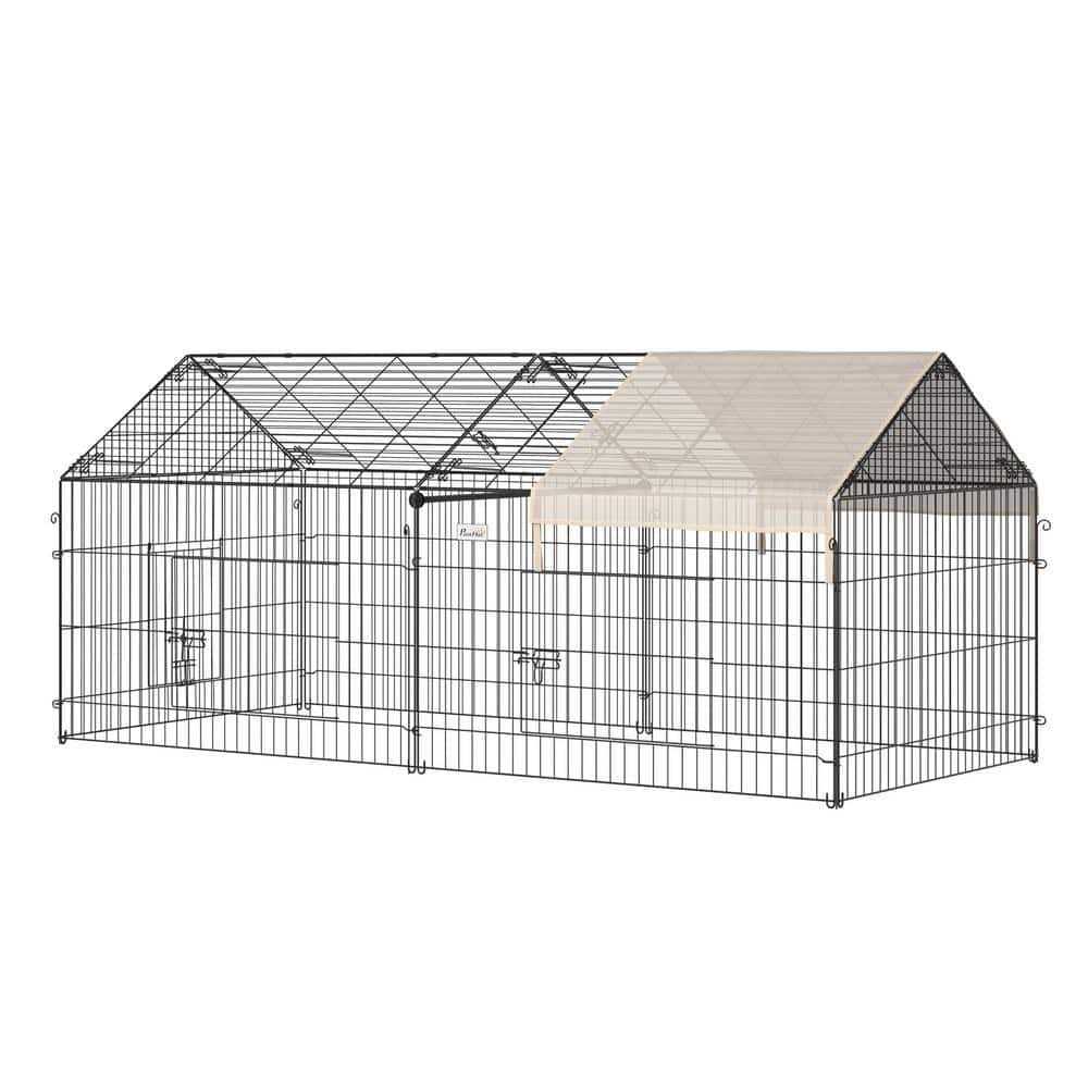 PawHut Outdoor Metal Kennel Enclosure for Small Animals, Utilizable as Rabbit or Chicken Run - Healthber