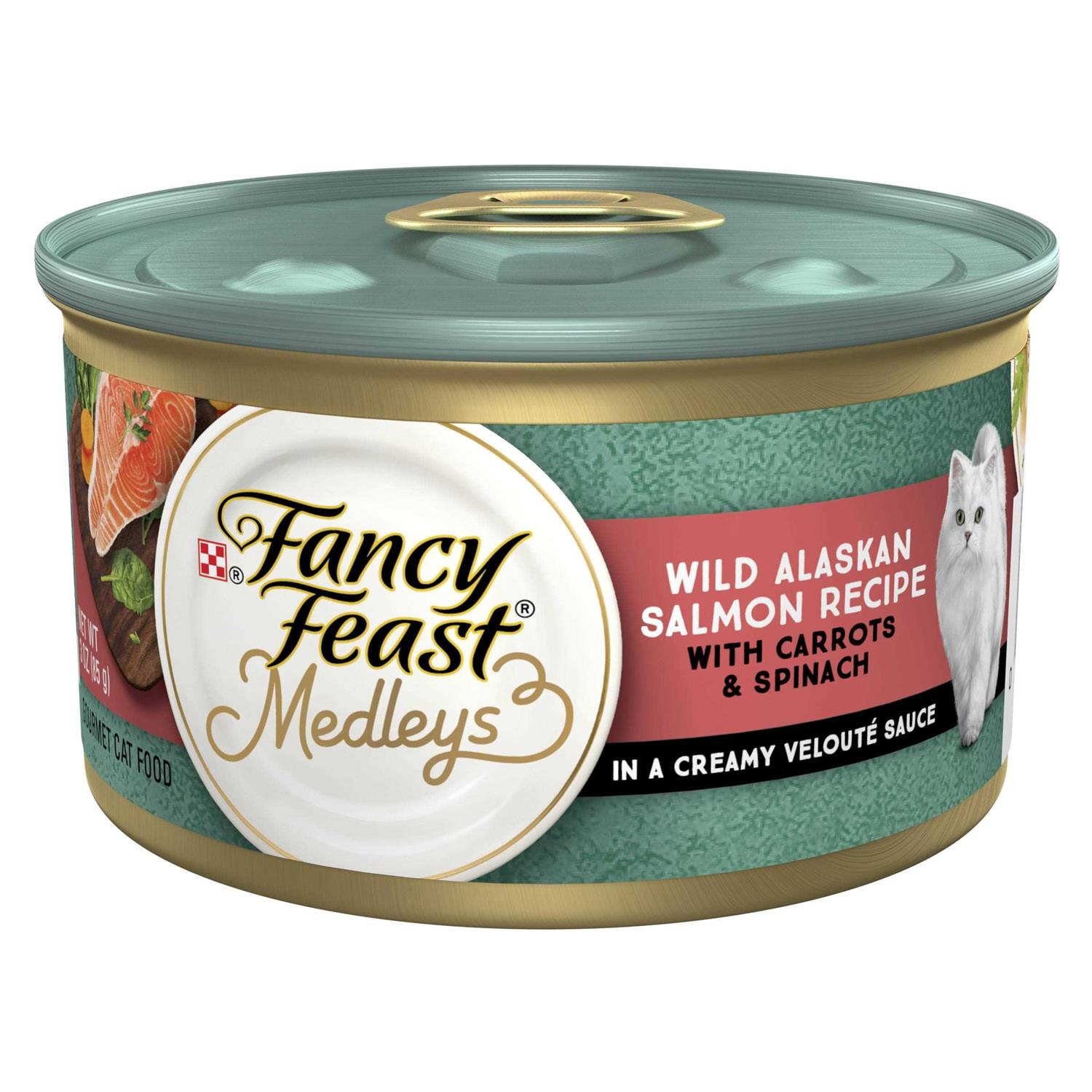 Fancy Feast High Protein Medleys Wild Alaskan Salmon Recipe With Garden Veggies in Sauce Wet Cat Food - Healthber