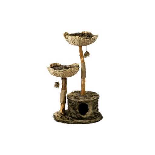 Mau Cento Modern Wooden Cat Tree & Condo, White - Healthber