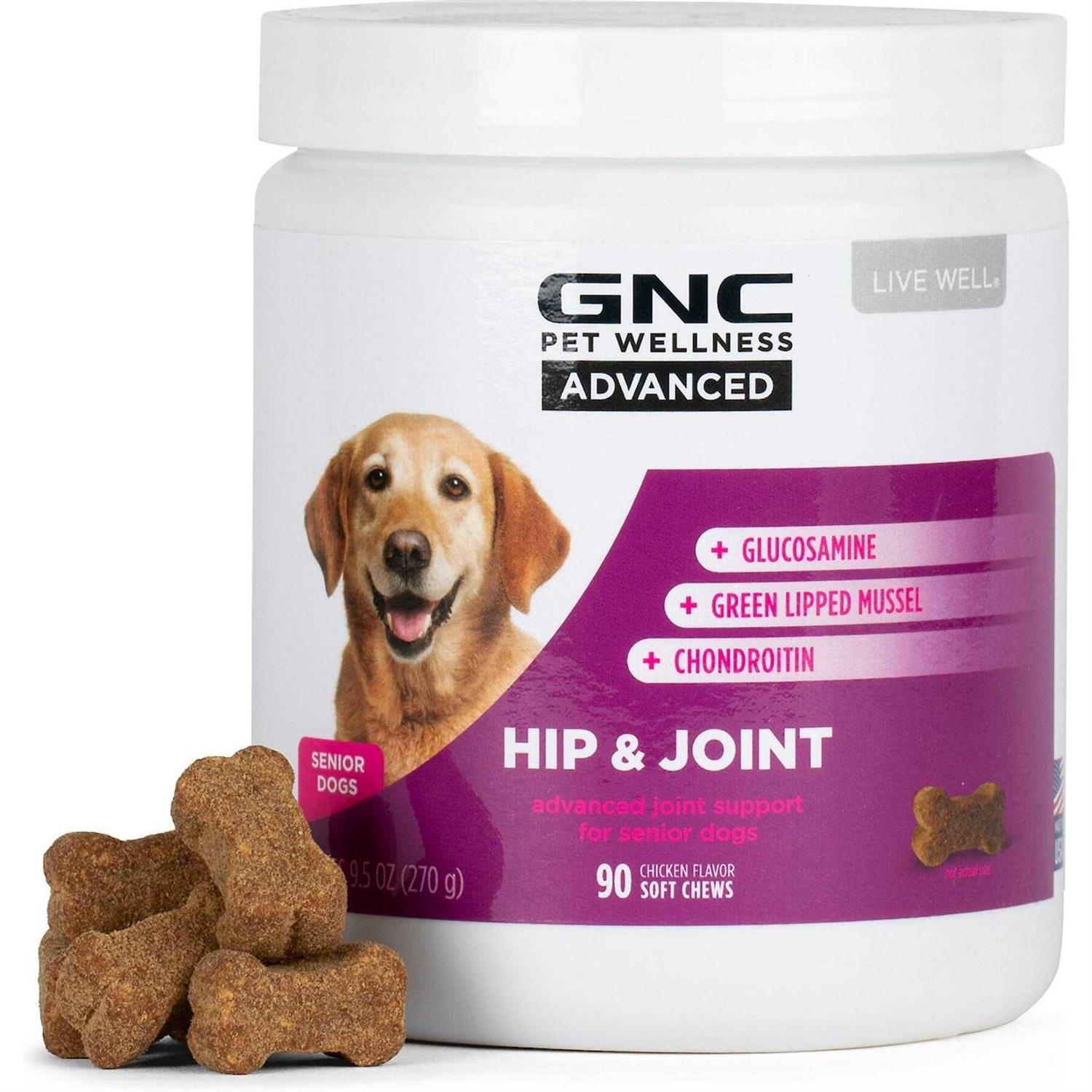 GNC Pets Advanced Hip & Joint Chicken Flavor Soft Chews Senior Dog Supplement - Healthber