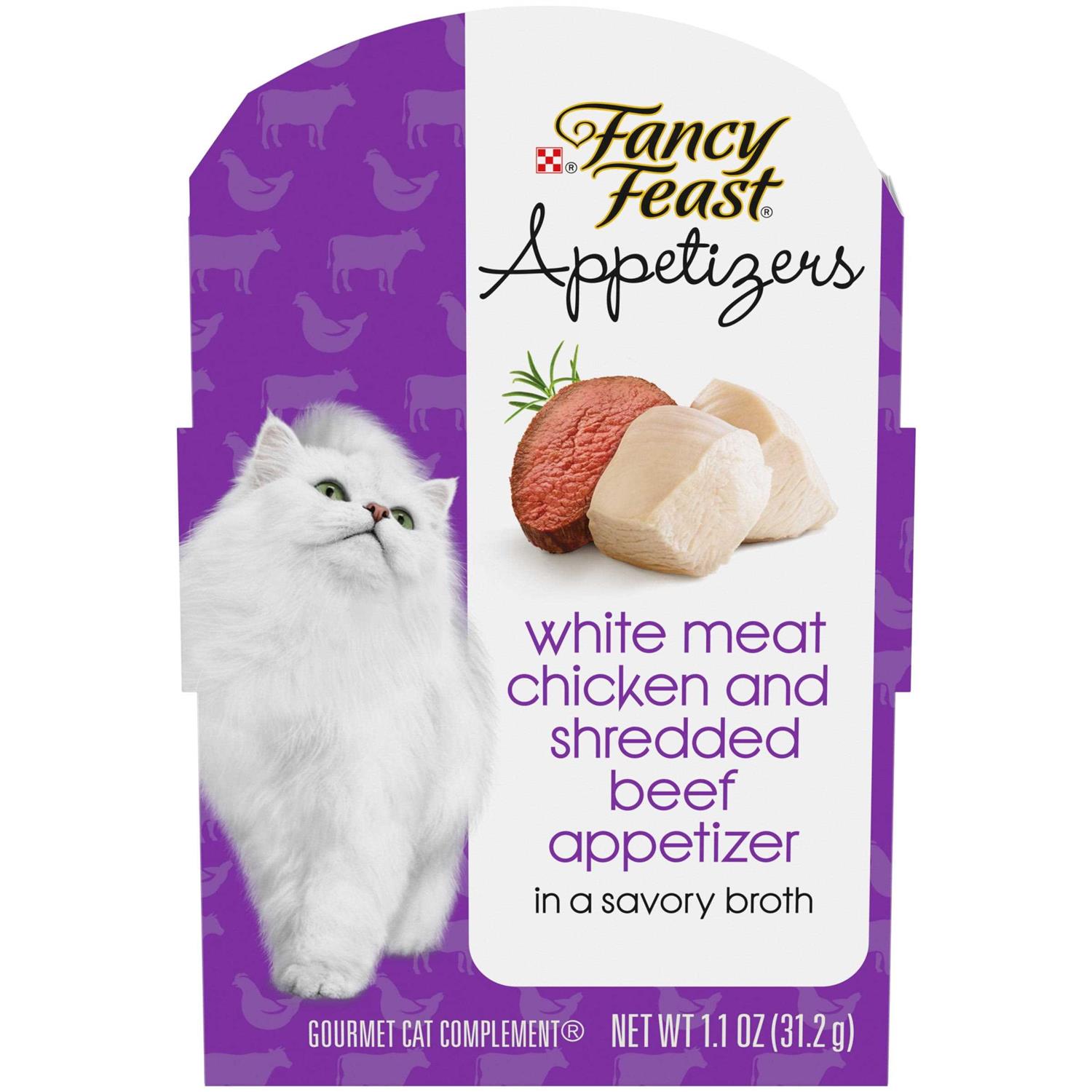 Fancy Feast Appetizers Grain-Free White Meat Chicken & Shredded Beef Appetizer in Savory Broth Wet Cat Food - Healthber