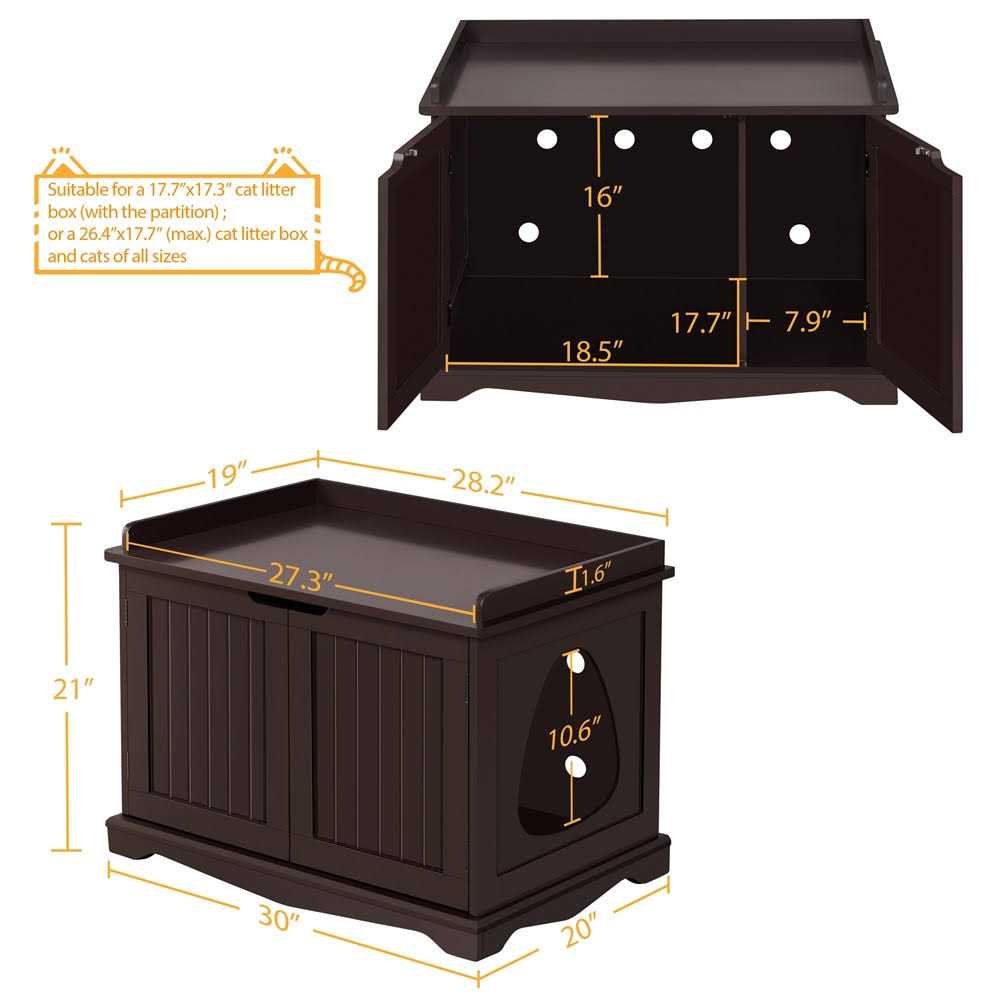 Yaheetech Cat Litter Box Enclosure Wooden Storage Side Table - Healthber
