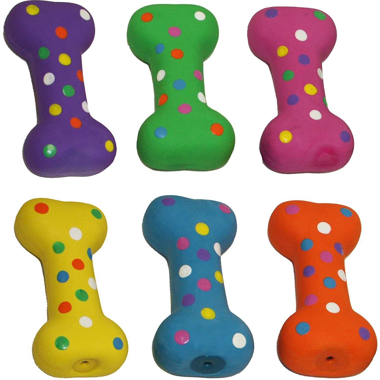 Multipet Small Latex Polka-Dot Bone Dog Toy 4 - Healthber