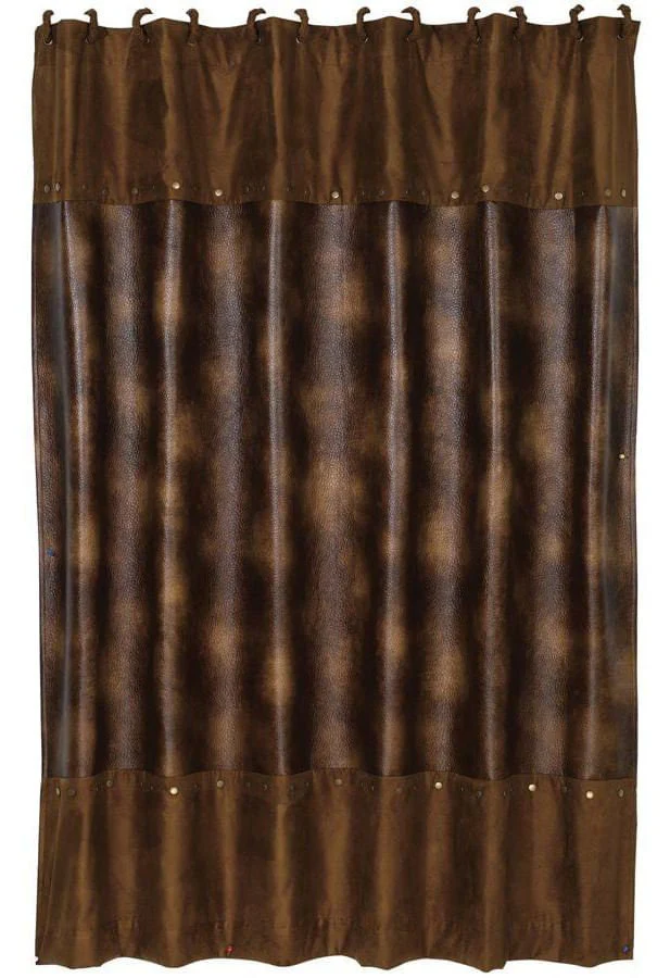 Studded Brown Faux Leather Shower Curtain - Healthber