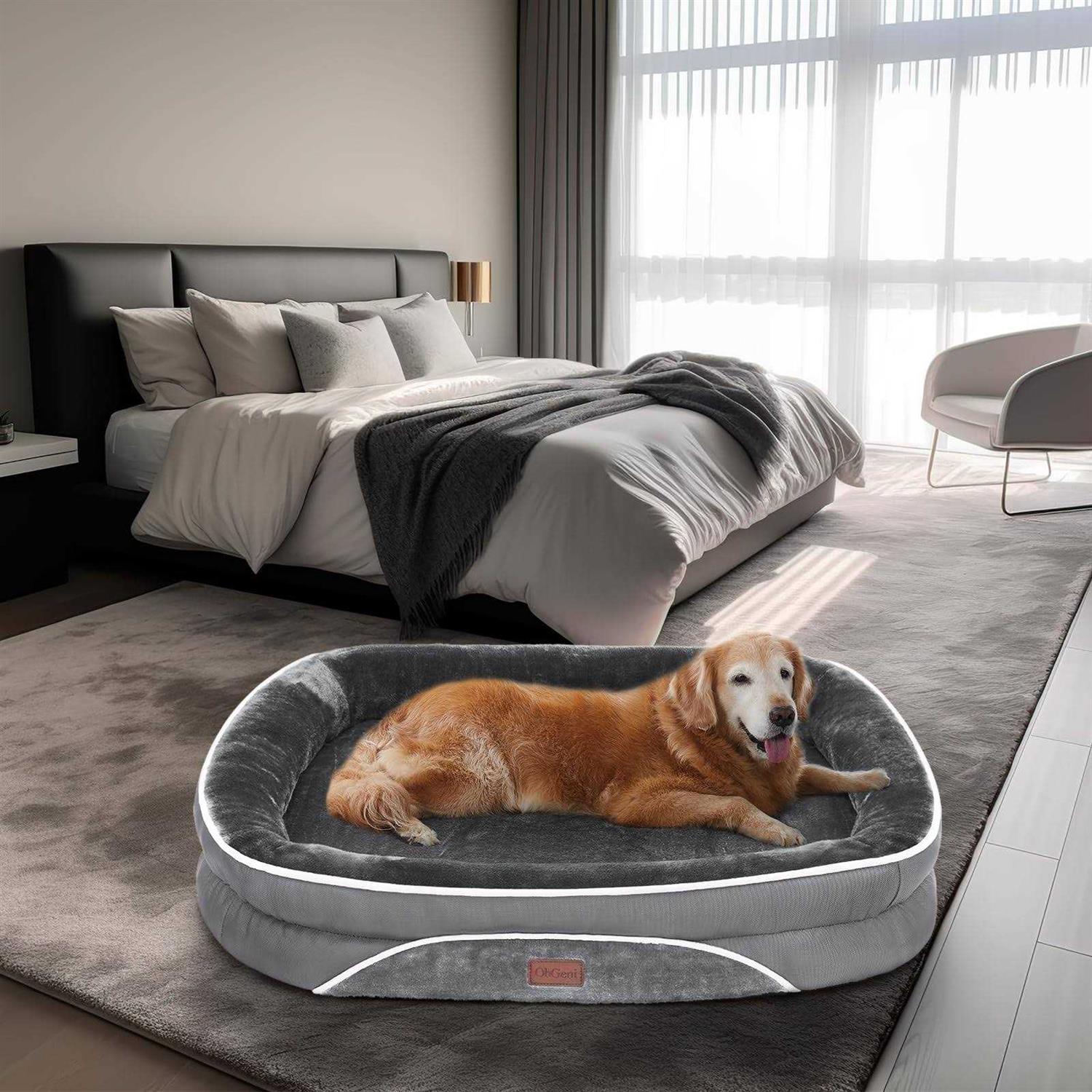 Ohgeni Orthopedic Dog Bed for Large Dogs, Oversized Couch Design with Egg Foam Support, Removable, Machine Washable Plush Cover and Non-slip Bottom - Healthber