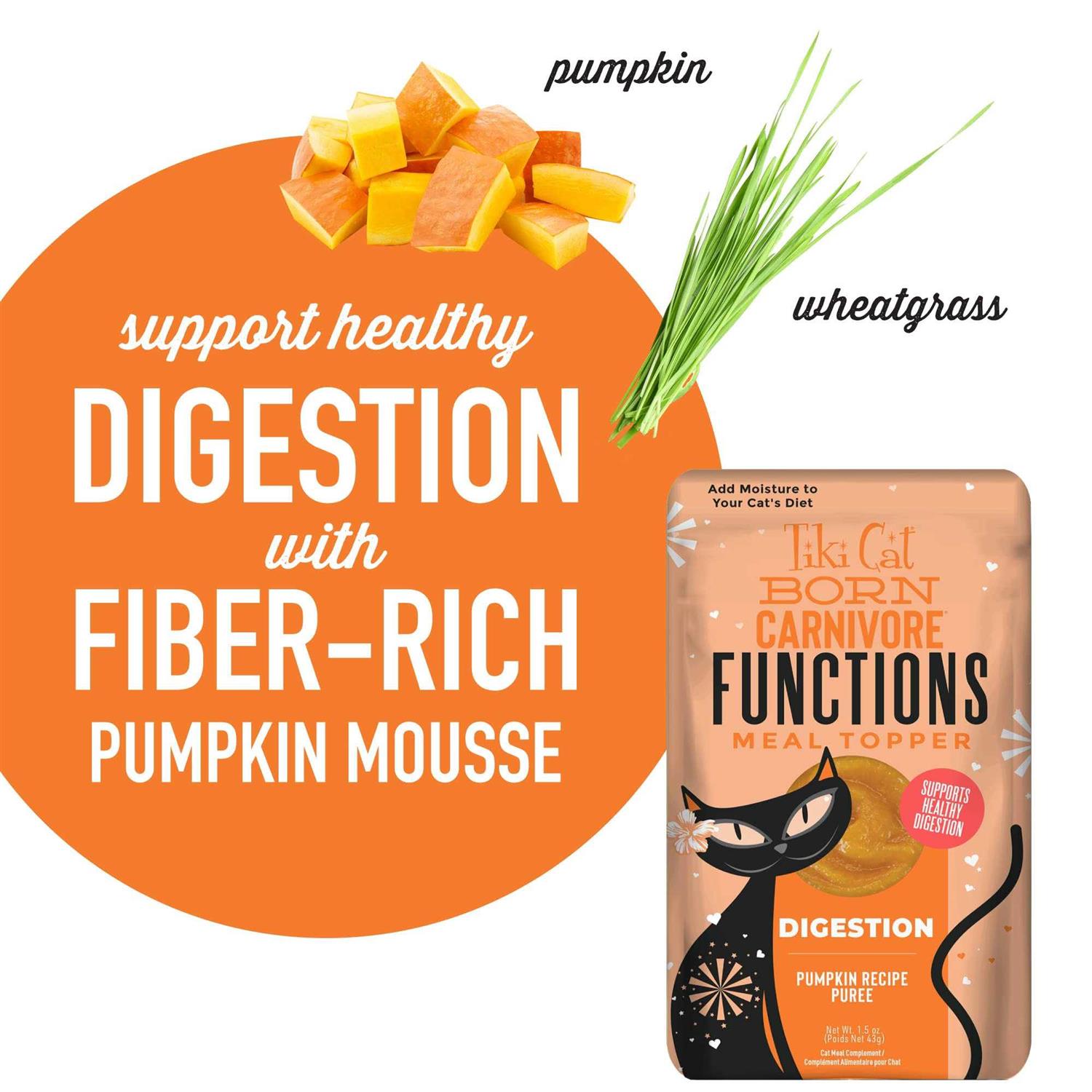 Tiki Cat Born Carnivore Functional Pumpkin Recipe Puree Digestion Meal Topper - Healthber