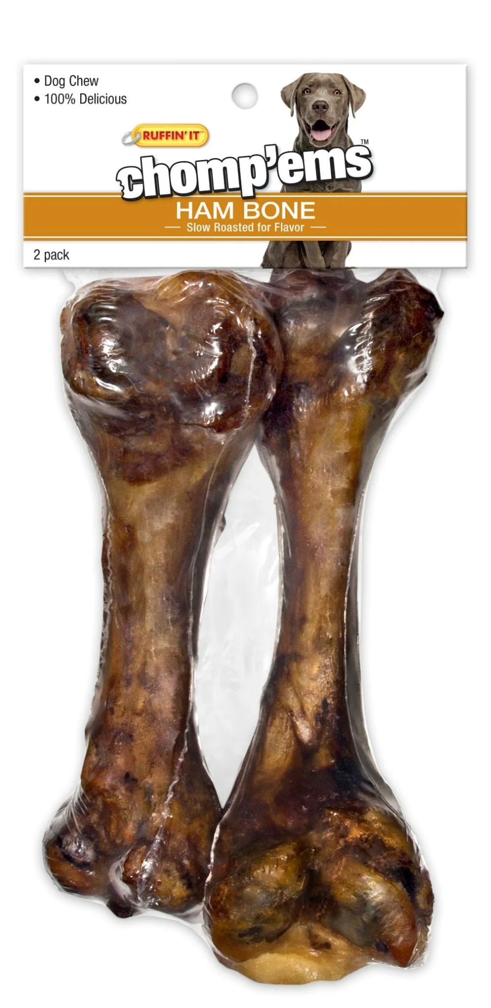 Chomp'ems 2-Pack Ham Bone Dog Chew Treat - Healthber