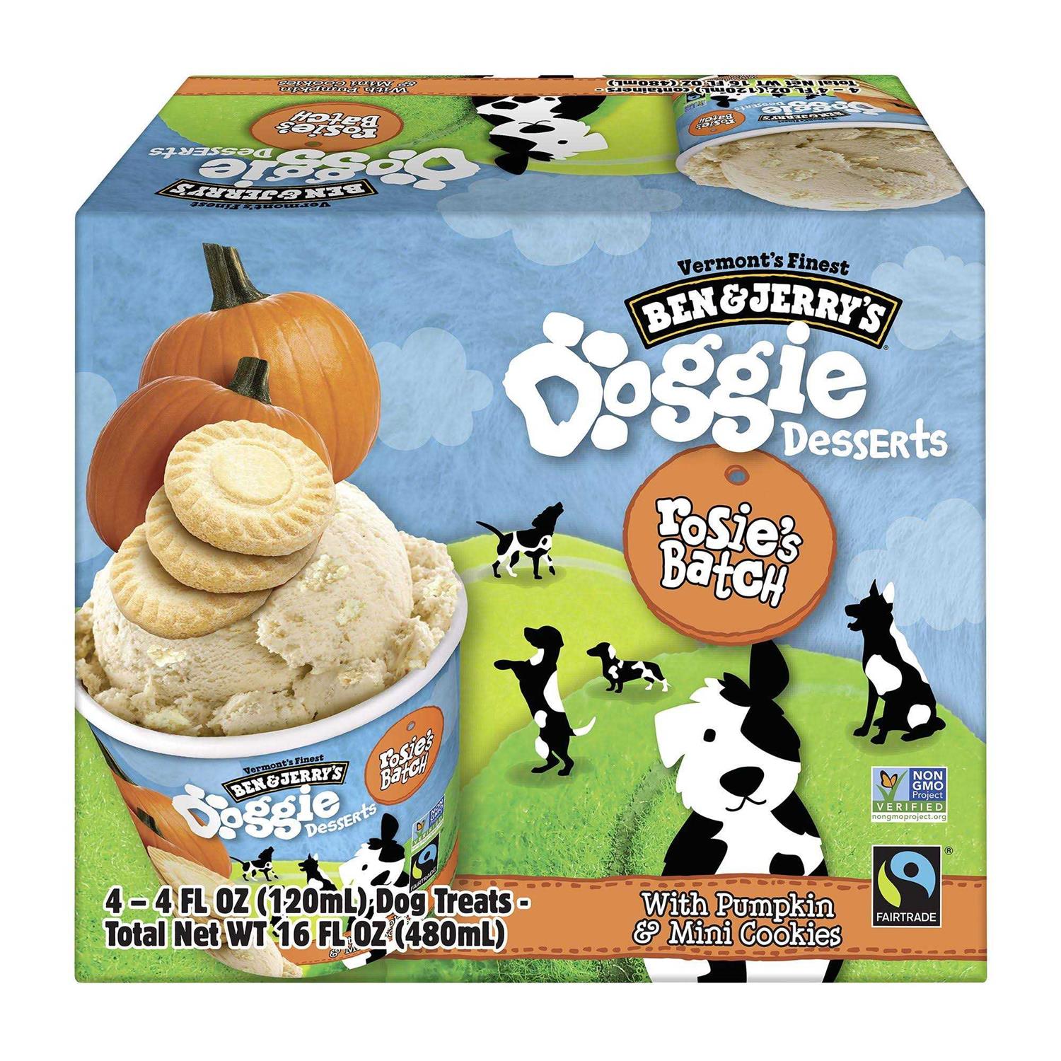 Ben & Jerry’s Rosie’s Batch Doggie Desserts Frozen Dog Treat Pumpkin & Mini Cookies - Healthber